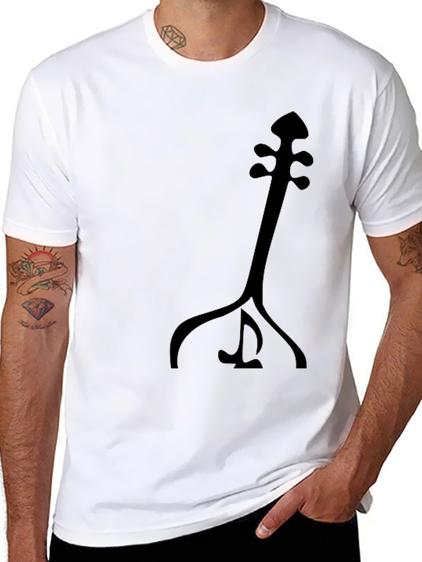 Black Abstract Musical Instrument Graphic T-Shirt view 8