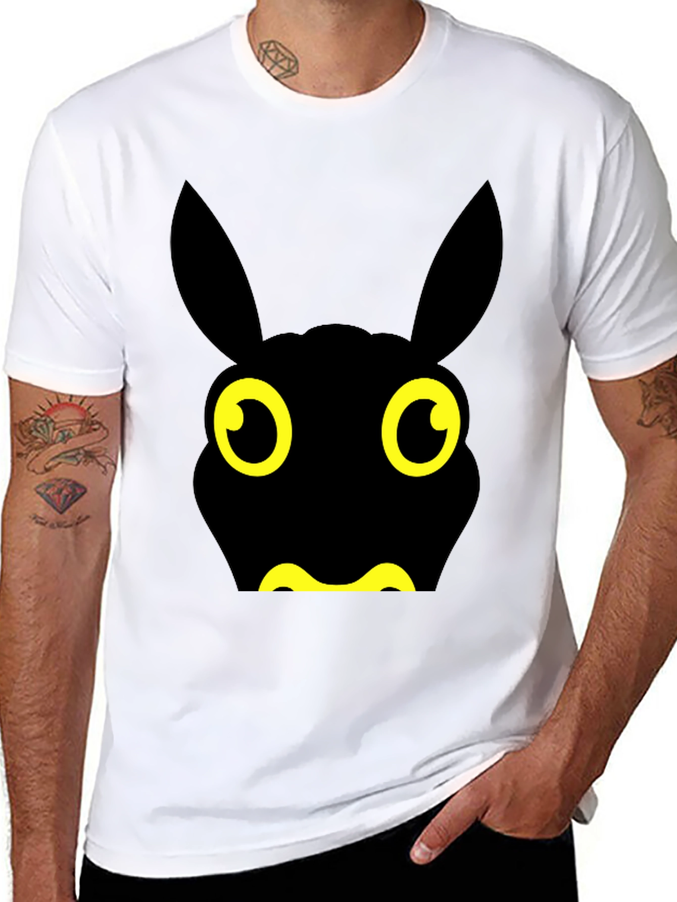 Black Fun Black Cartoon Animal Graphic Tee view 8