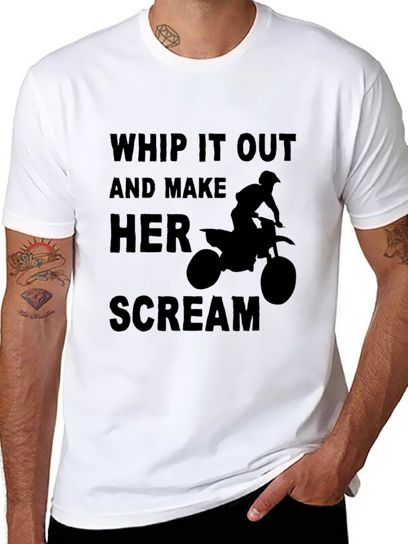 Black Whip It Out and Make Her Scream Black T-Shirt view 8
