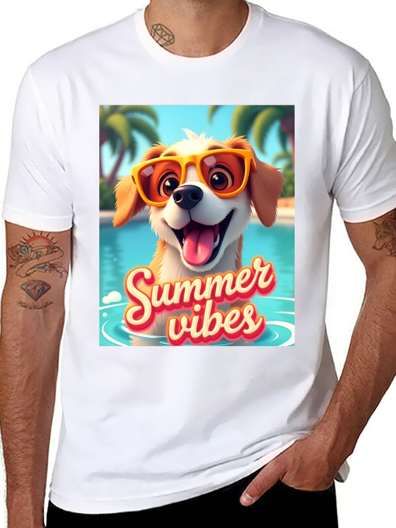 Black Summer Vibes Dog T-Shirt view 8