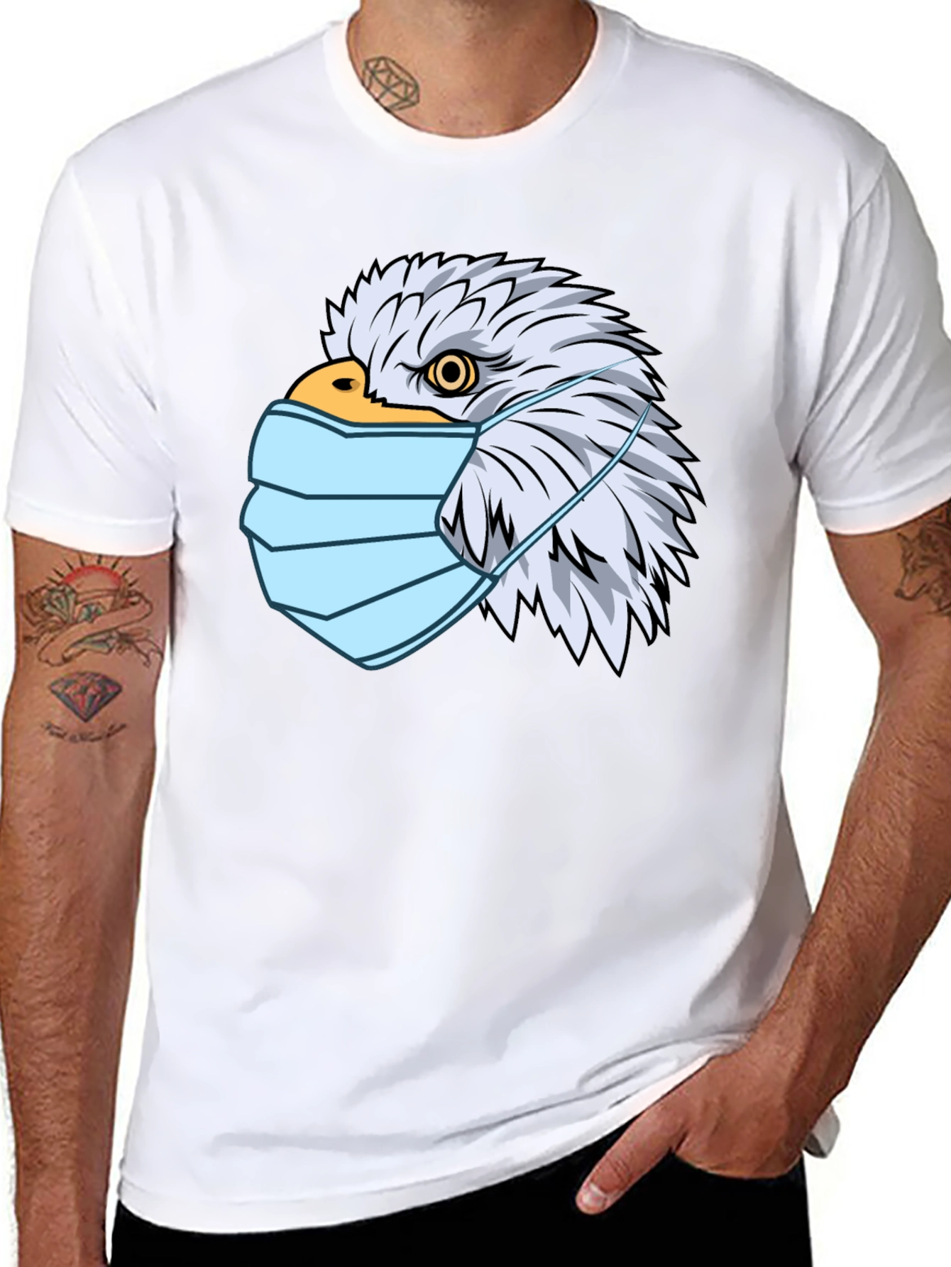 Black Eagle Mask Graphic T-Shirt - Patriotic Style view 8