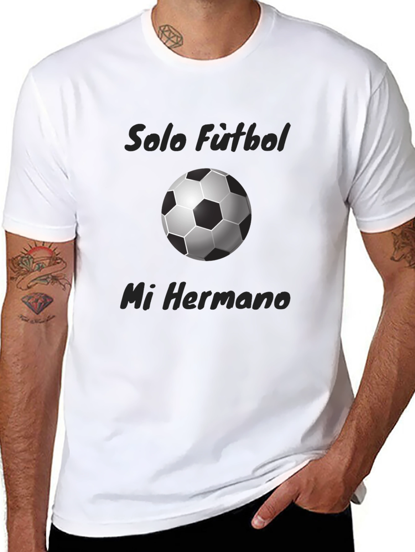 Black Soccer Fan T-Shirt - Solo Futbol Mi Hermano view 8