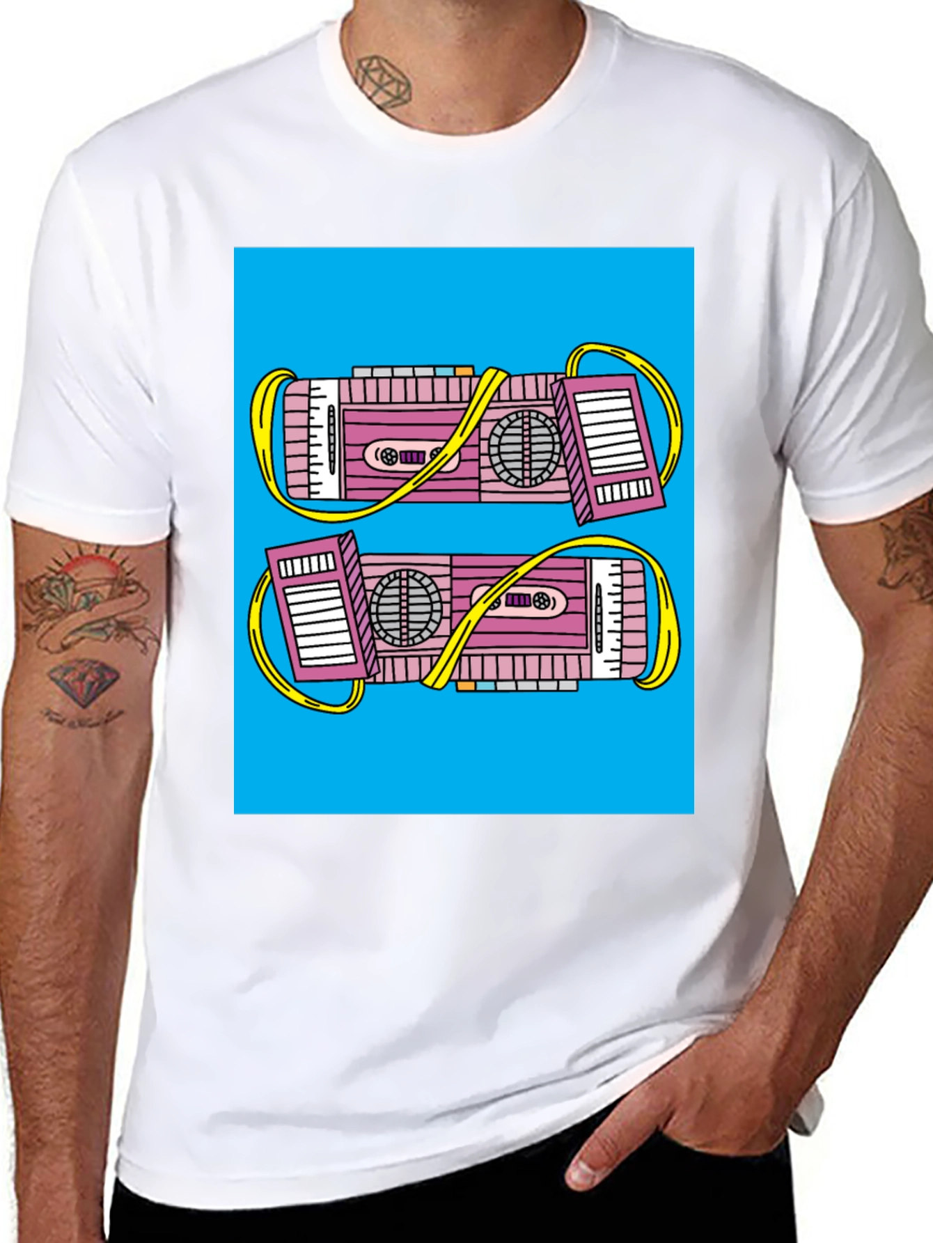 Black Retro Boombox Graphic Tee - Black view 8