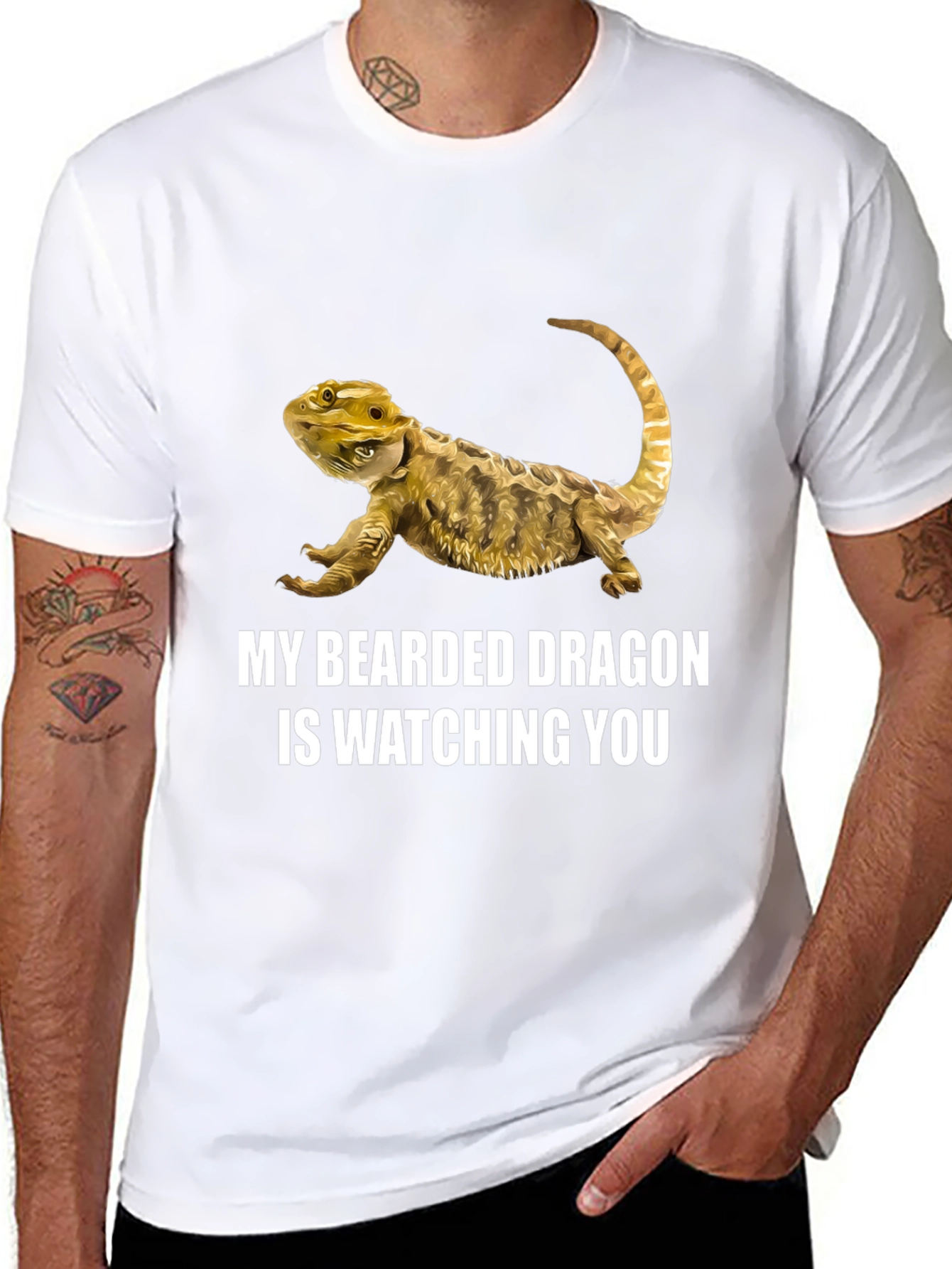 Black Bearded Dragon Watching You Graphic T-Shirt view 8