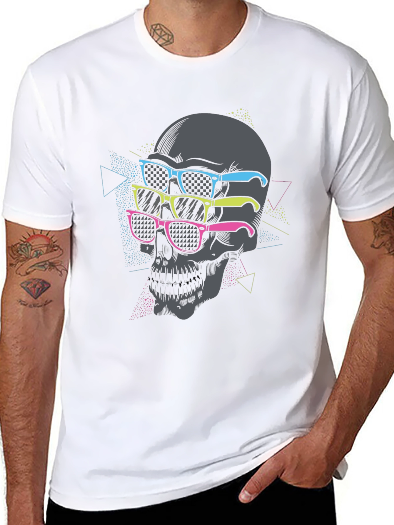 Black Skull with Sunglasses Graphic Tee view 8