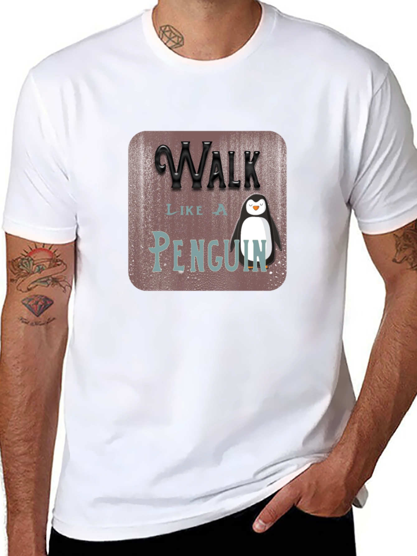 Black Walk Like a Penguin T-Shirt view 8