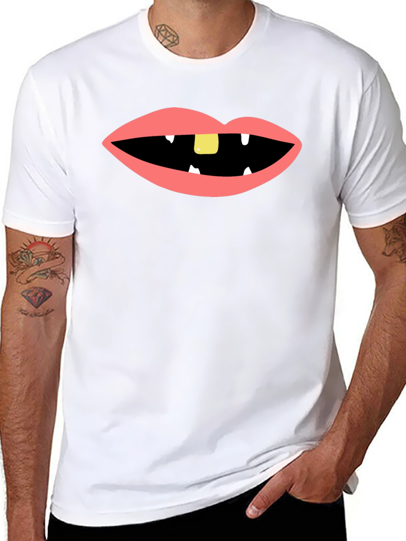 Black Funny Mouth Black T-Shirt view 8
