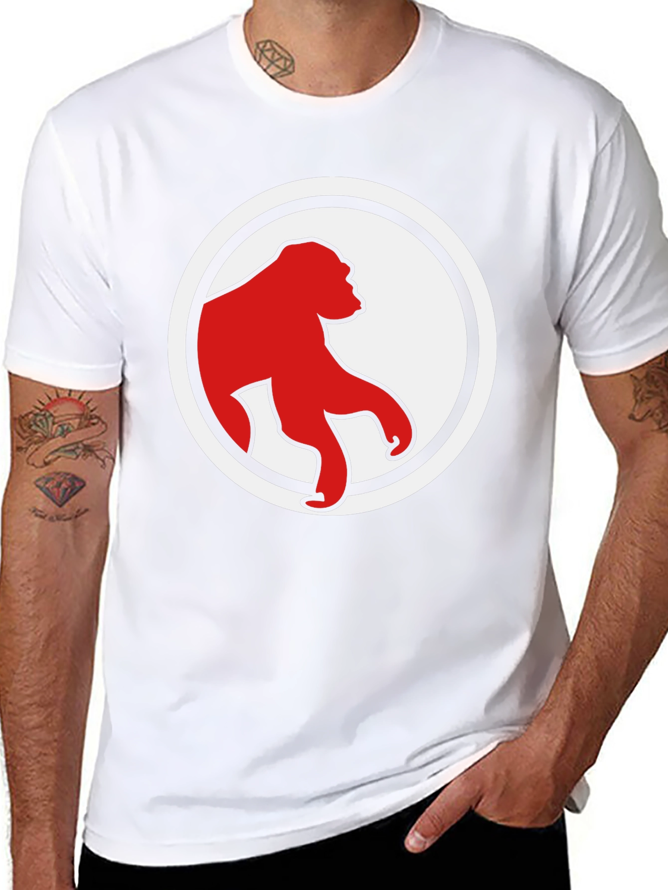 Black Red Ape Graphic Tee - Modern Black Shirt view 8
