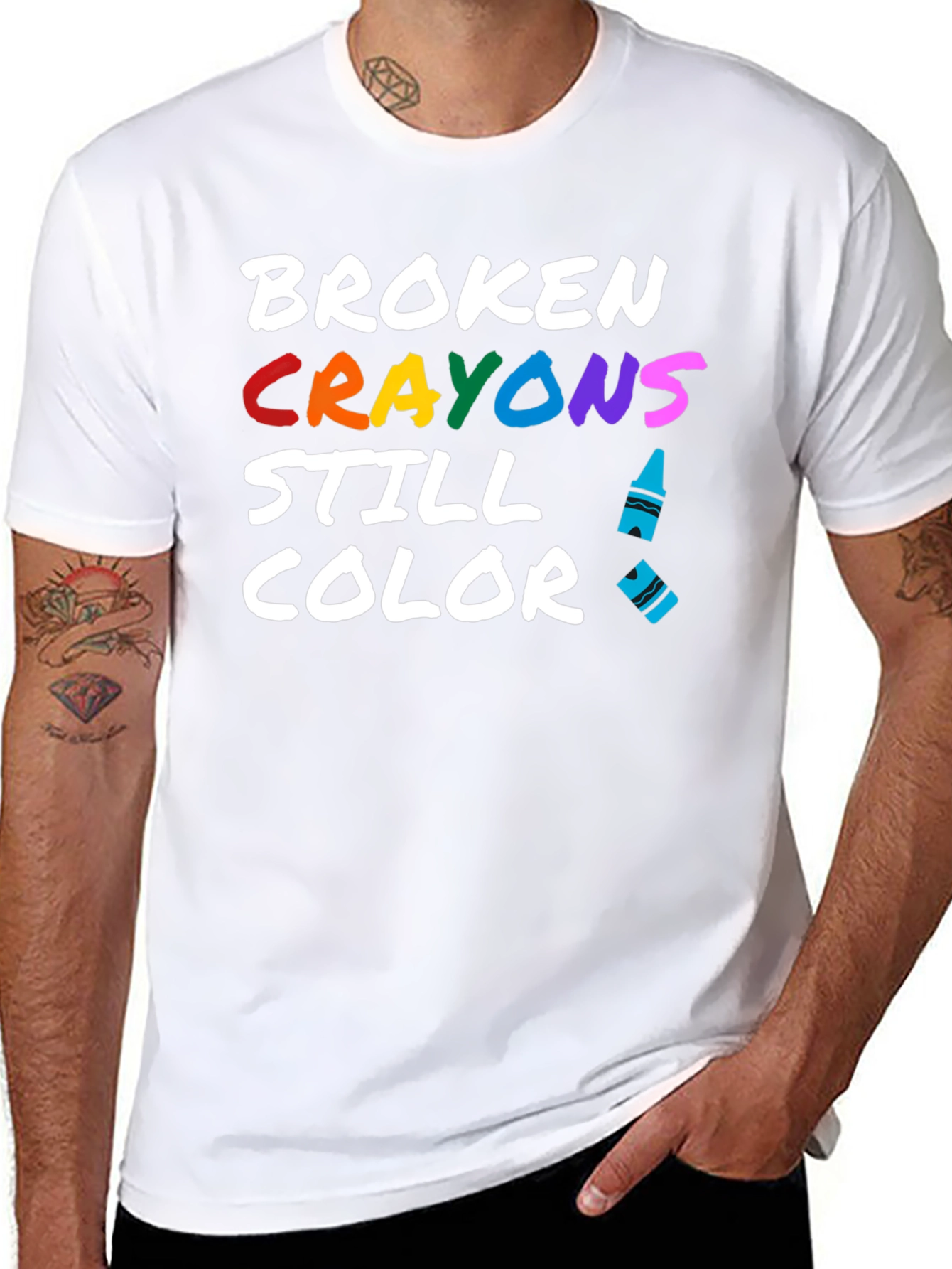 Black Broken Crayons Still Color T-Shirt view 8