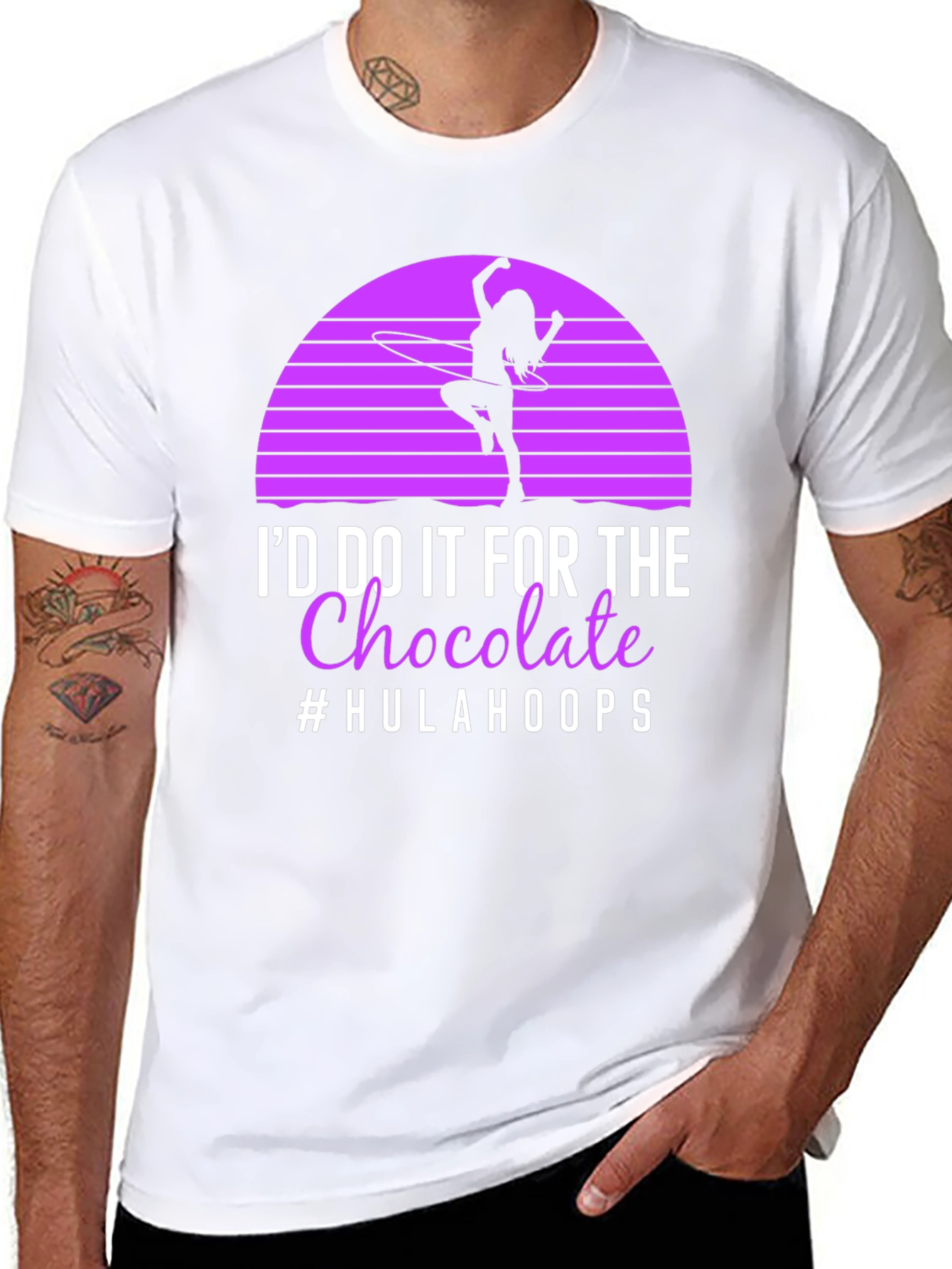 Black Hula Hoop Chocolate T-Shirt - Novelty Graphic Tee view 8