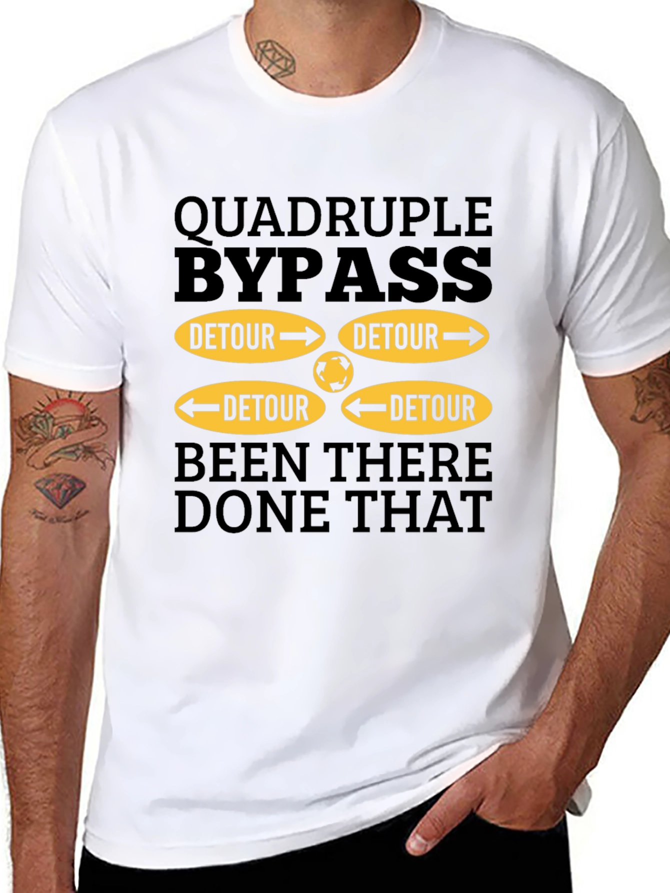 Black Quadruple Bypass Detour T-Shirt - Been There, Done That Tee view 8