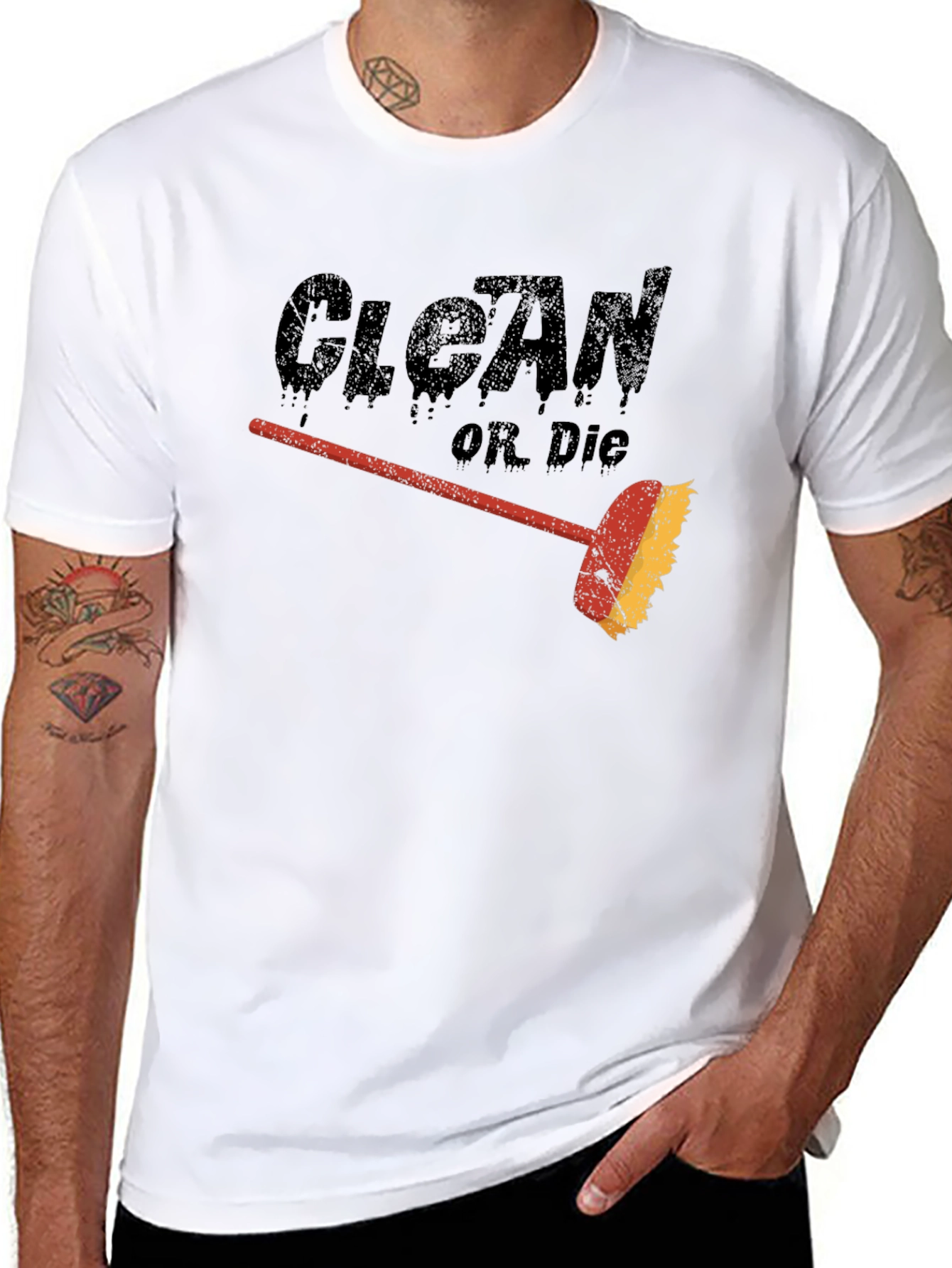 Black Clean or Die T-Shirt - Funny Cleaning Humor Tee view 8