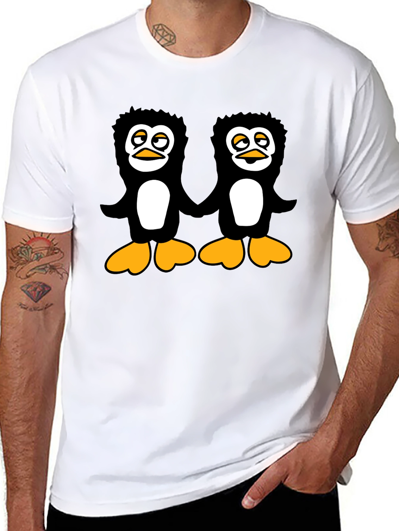 Black Penguin Pals Black T-Shirt - Fun Graphic Tee view 8