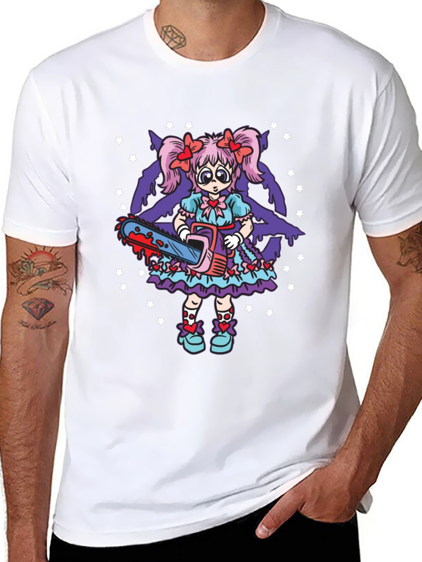 Black Creepy Cute Chainsaw Doll Graphic Tee view 8