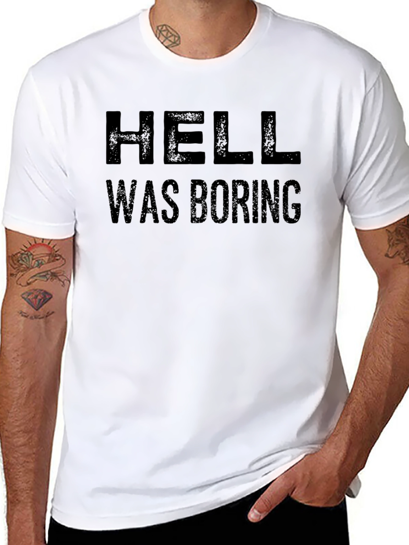 Black Hell Was Boring Graphic Tee - Black Humor T-Shirt view 8