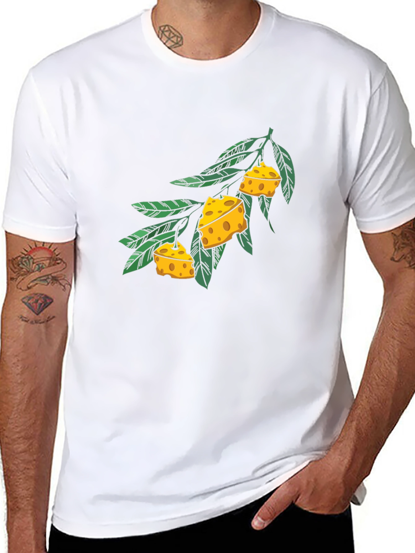 Cheese Branch Graphic Black T-Shirt - 8