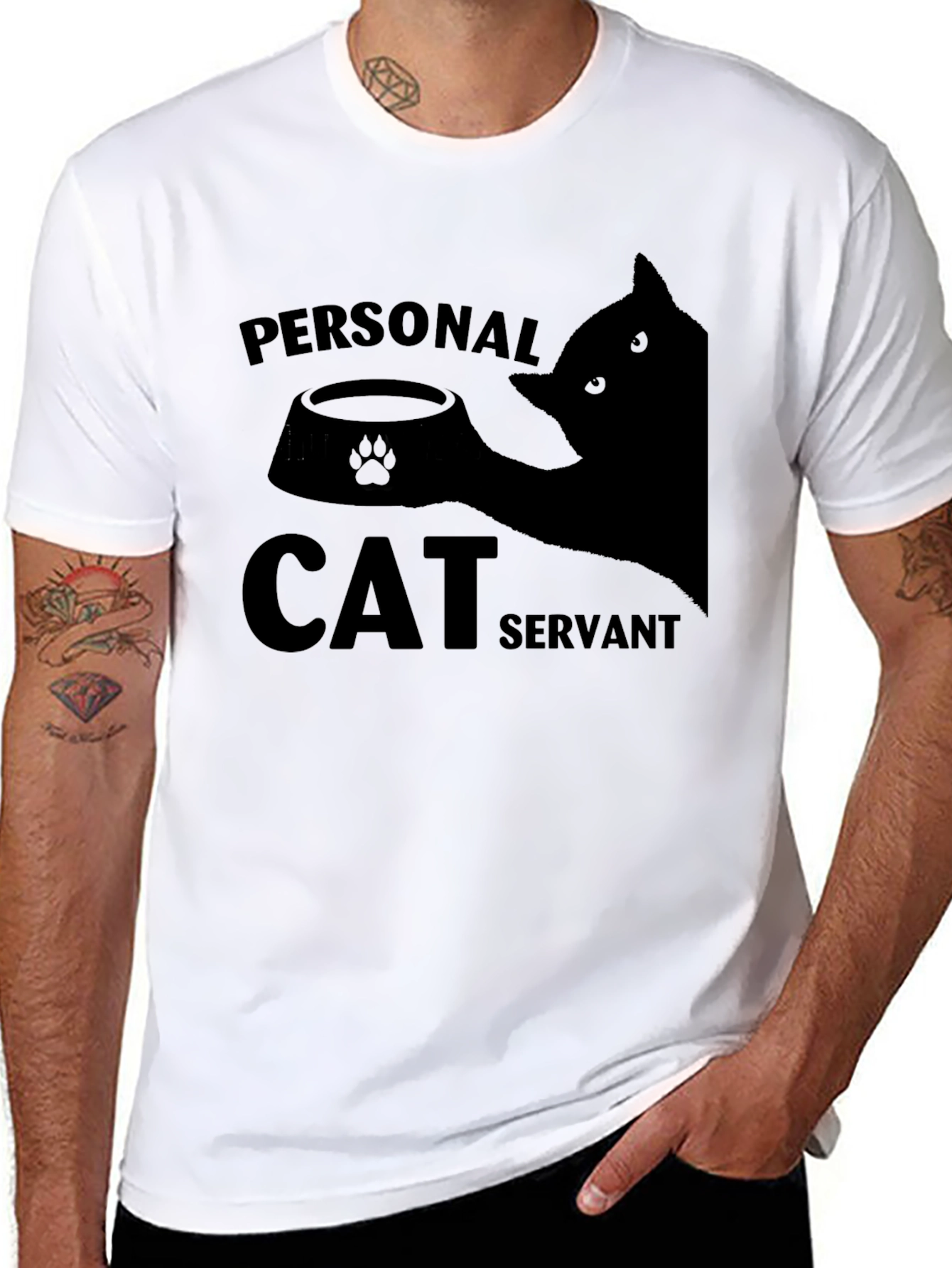 Black Personal Cat Servant Graphic Tee view 8