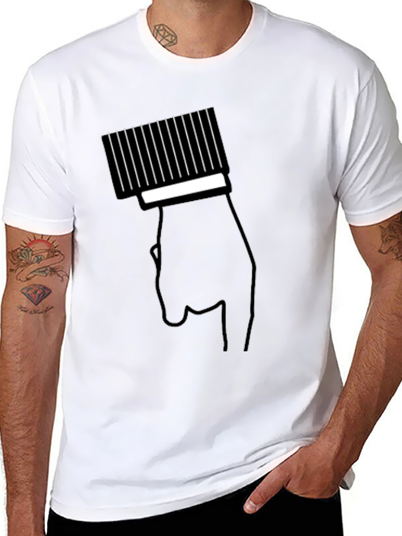 Modern Black T-Shirt with Hand & Barcode Graphic - 8