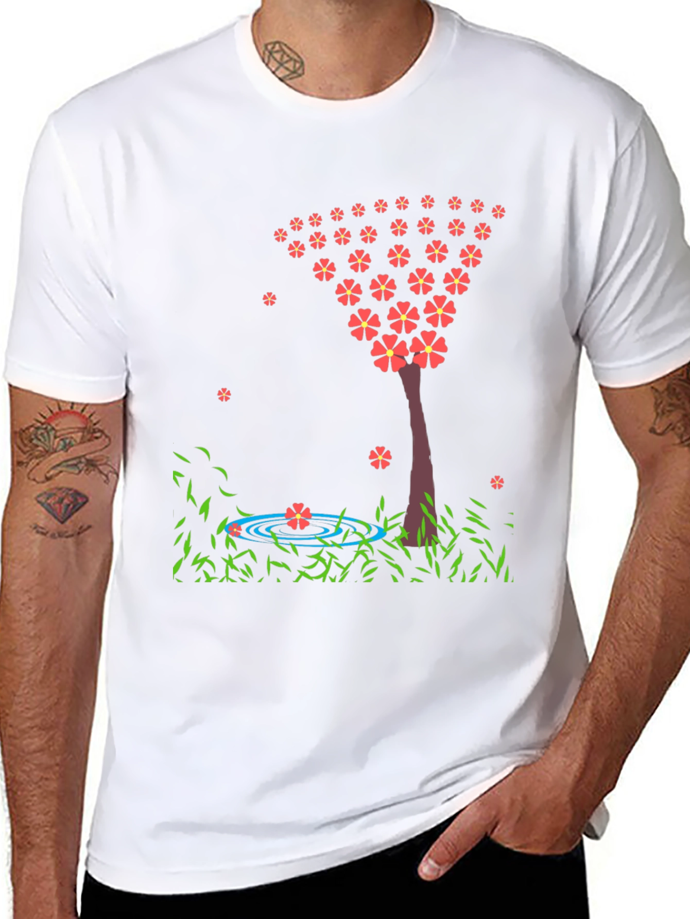 Black Floral Tree Graphic Tee - Stylish & Unique view 8