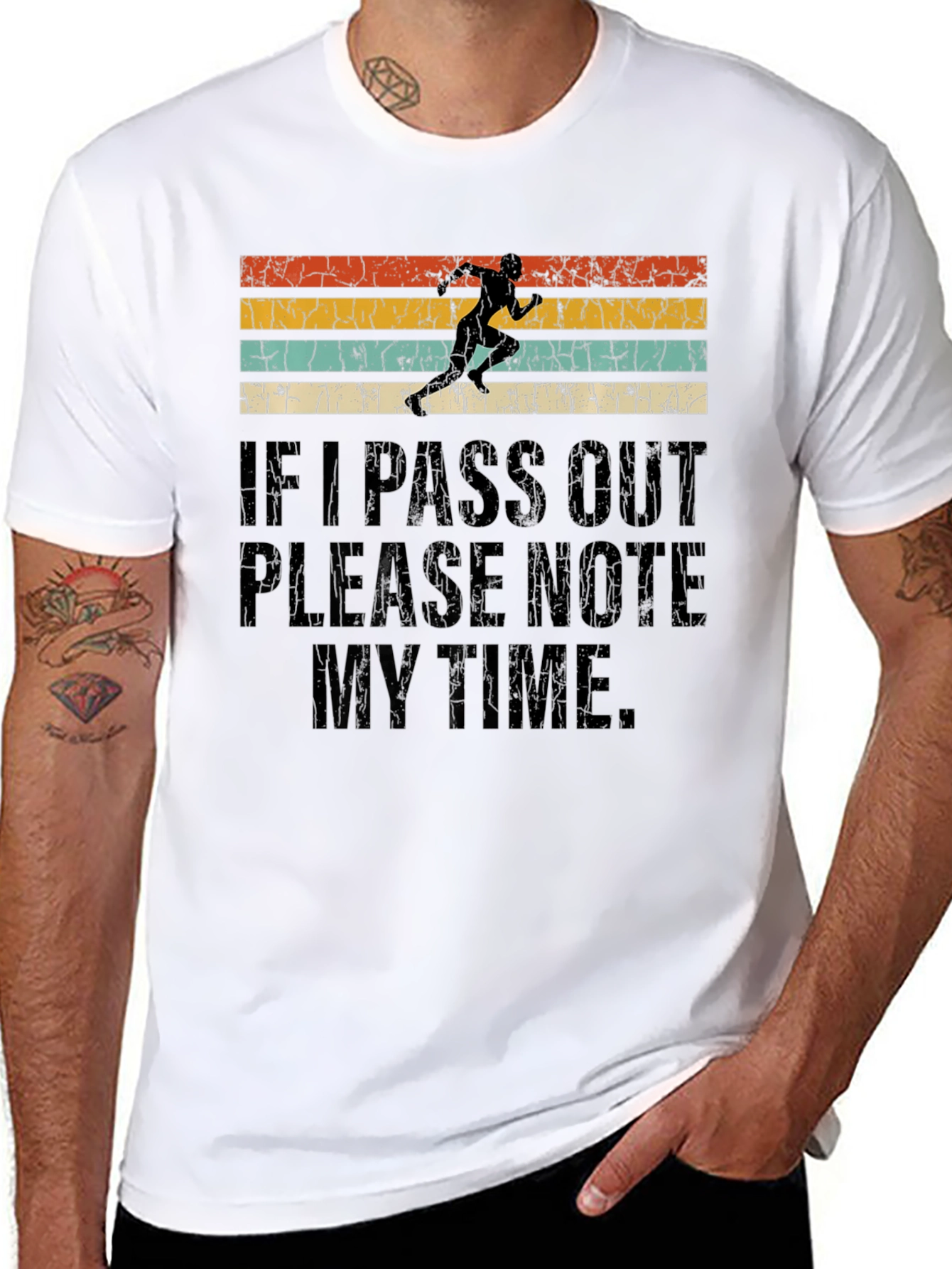 Black Funny Runner's T-Shirt - Note My Time view 8