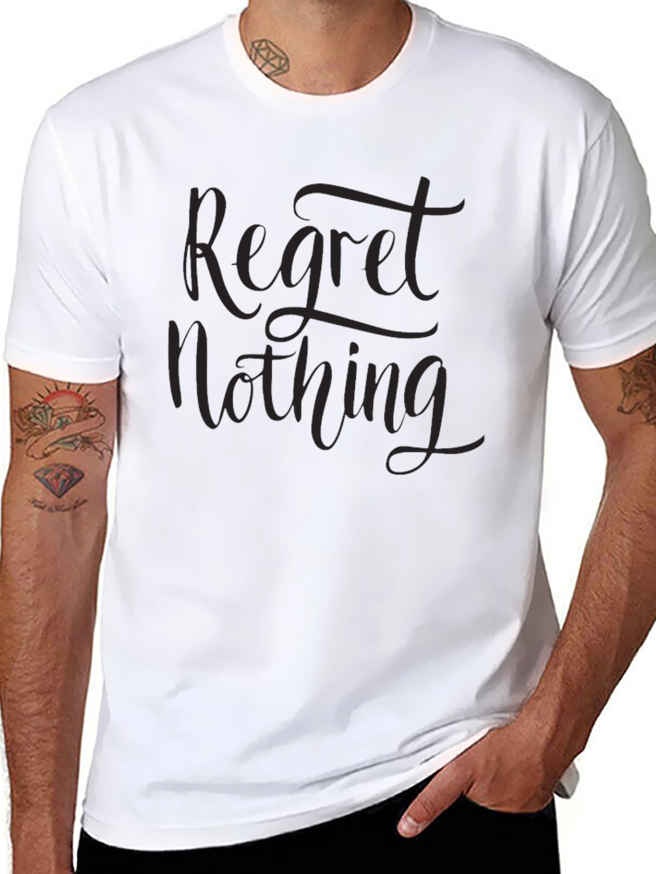 Black Regret Nothing Graphic Tee - Men's Black T-Shirt view 8