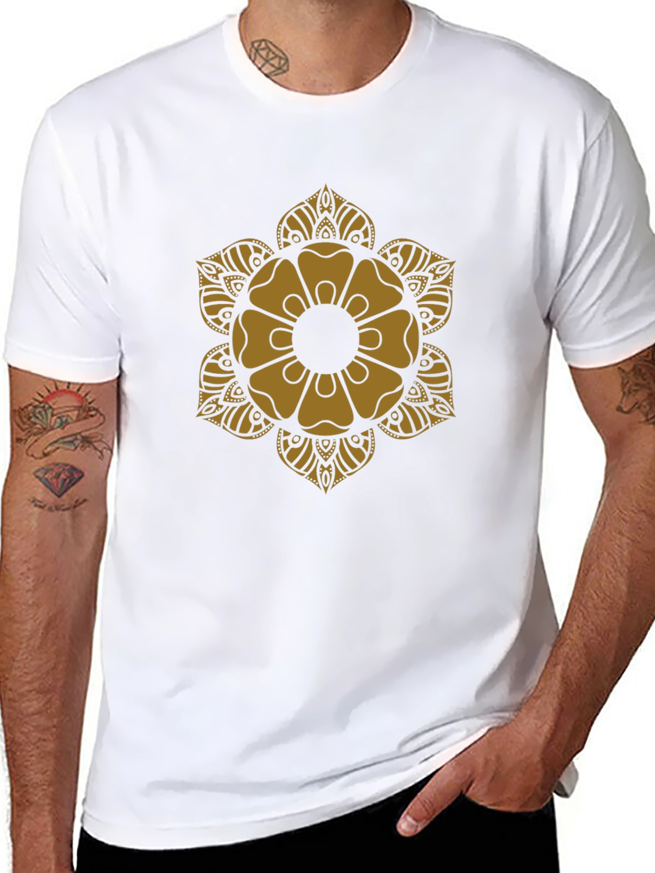 Black Geometric Mandala Graphic Print T-Shirt view 8