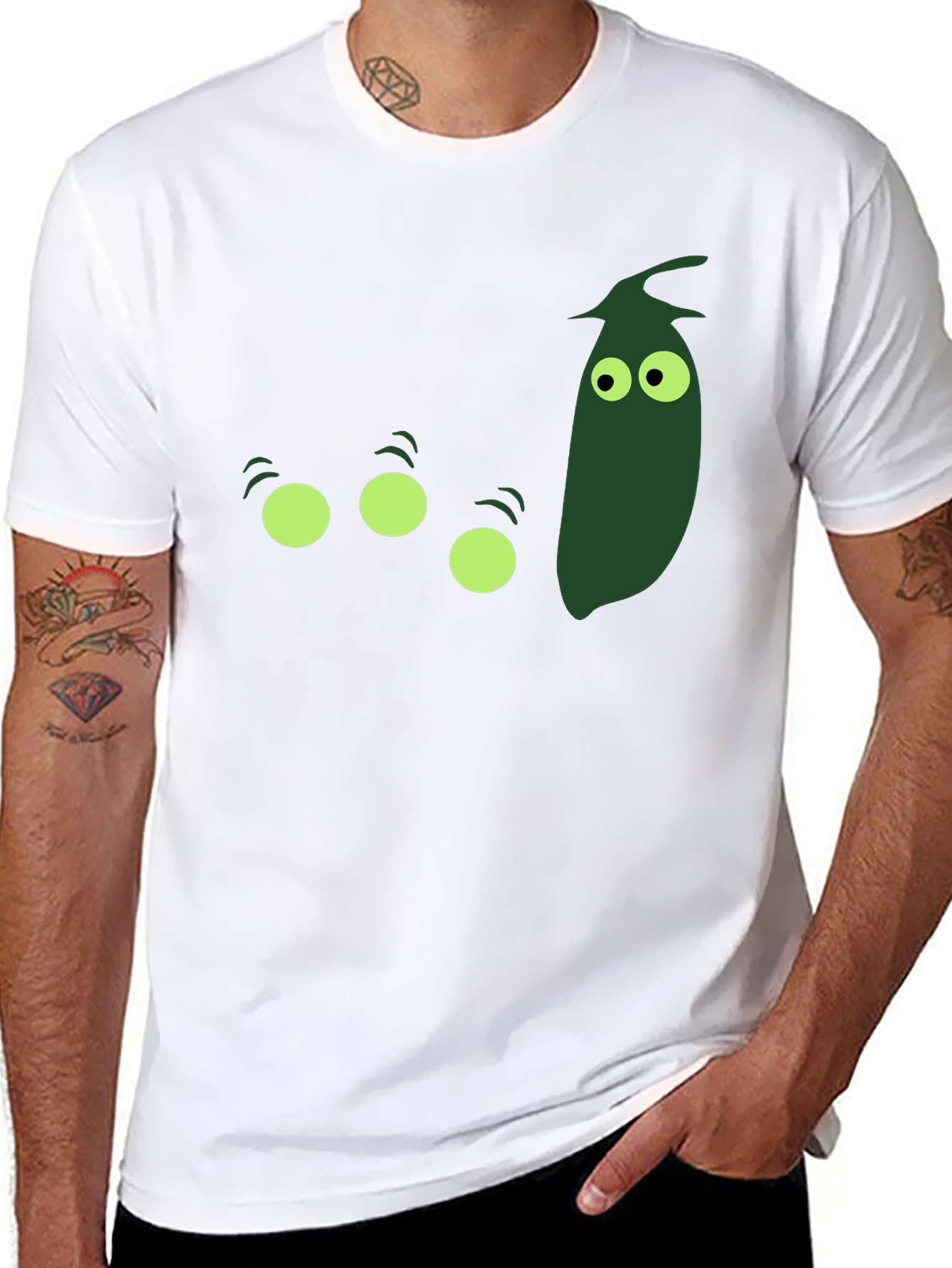 Black Funny Pea Pod T-Shirt - Men's Black Graphic Tee view 8