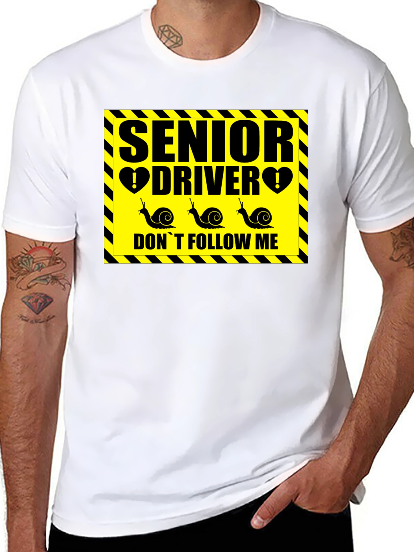 Black Senior Driver Funny Snail Graphic Novelty T-Shirt view 8