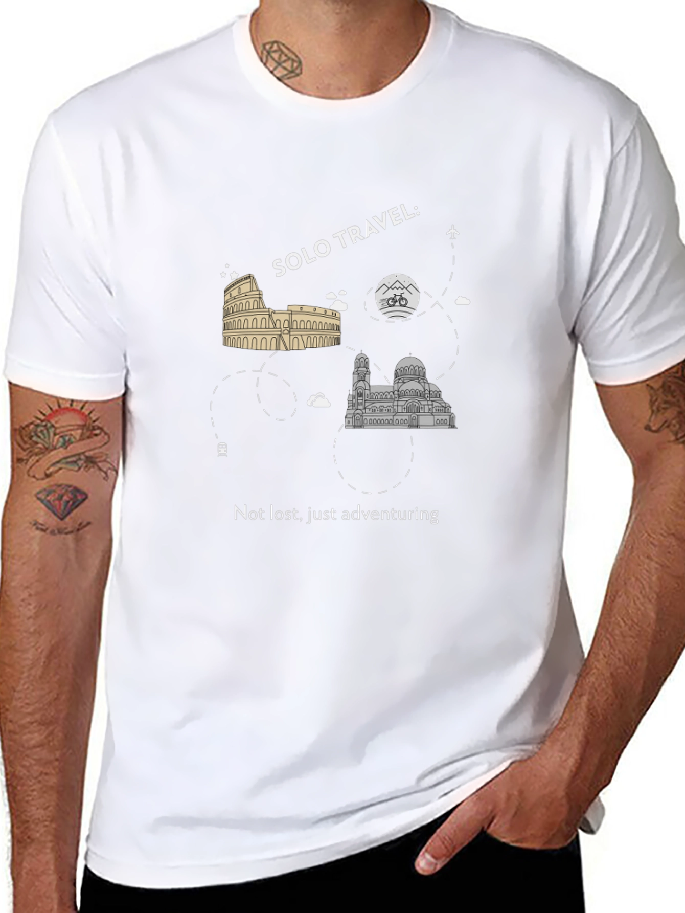 Black Solo Travel Adventure T-Shirt view 8