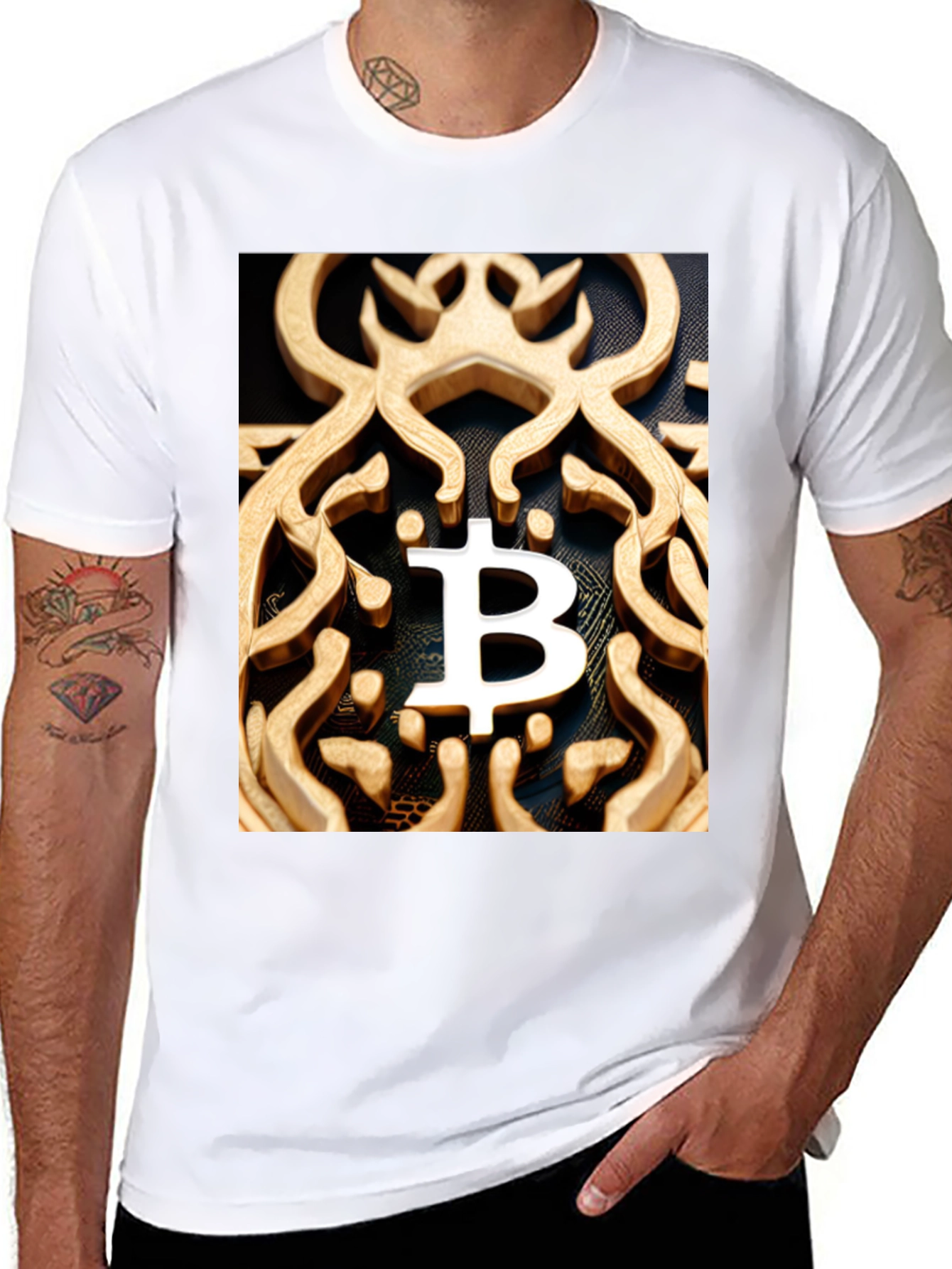 Black Bitcoin Ornate Tee - Crypto Fashion view 8