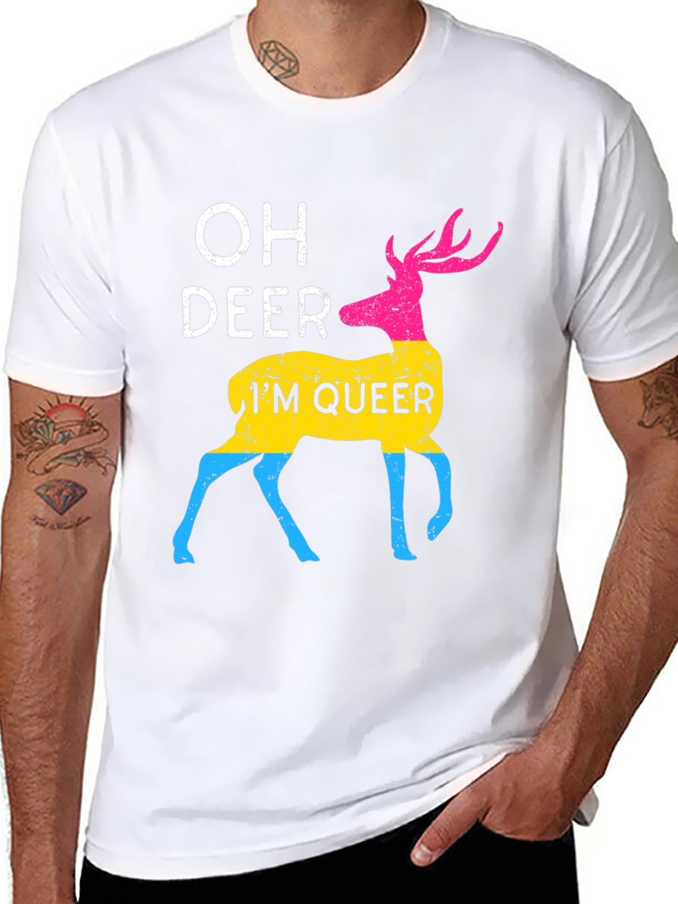Black Oh Deer I'm Queer T-Shirt view 8