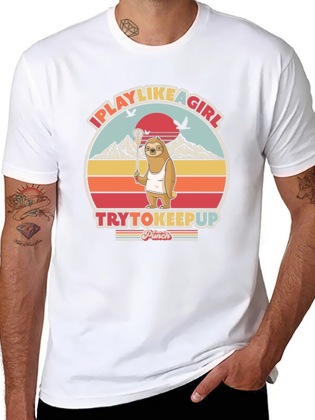 Black I Play Like a Girl Sloth T-Shirt view 8