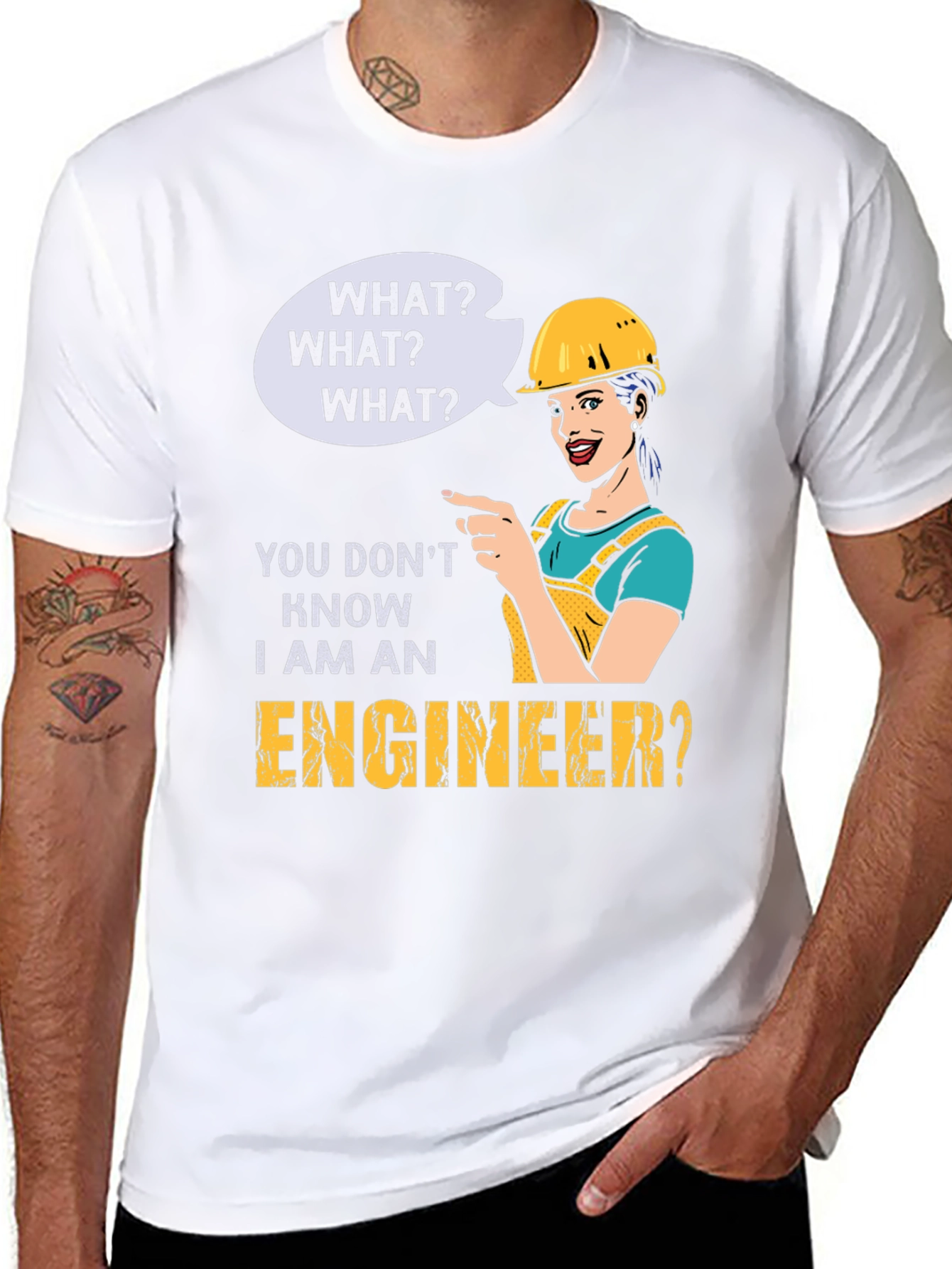 Black Engineer Humor T-Shirt - "What? I Am An Engineer?" view 8