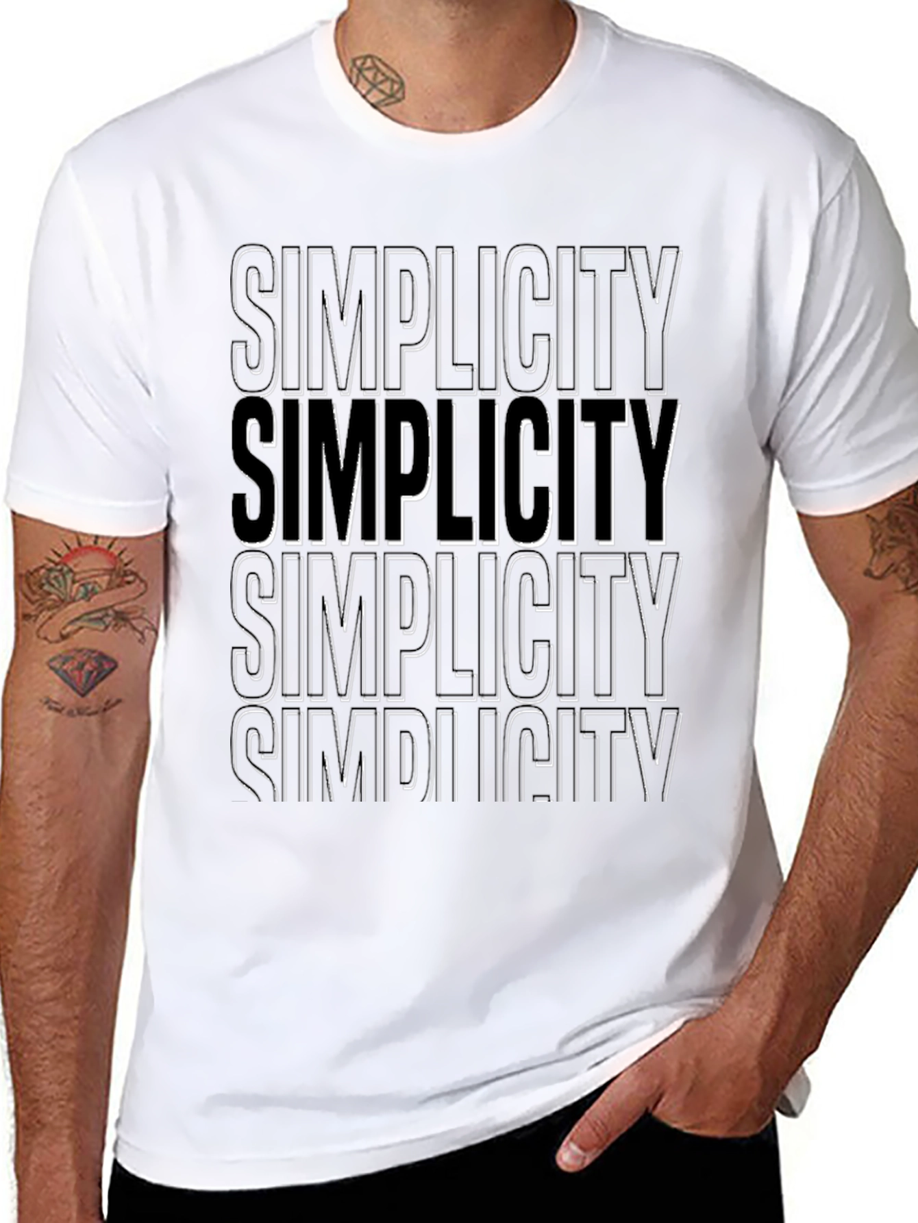 Black Simplicity Text Graphic Black Tee view 8
