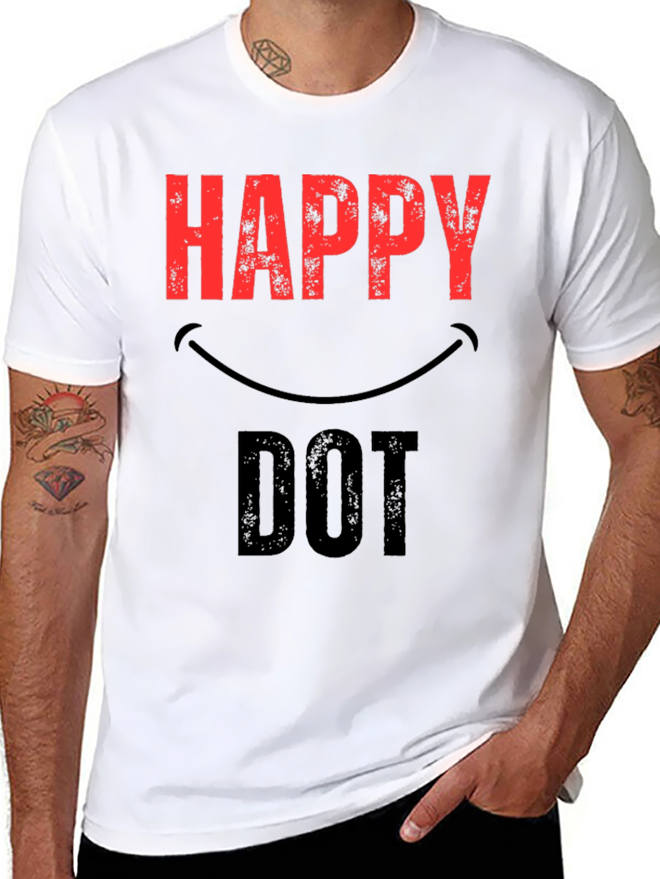 Black Happy Dot Graphic T-Shirt view 8