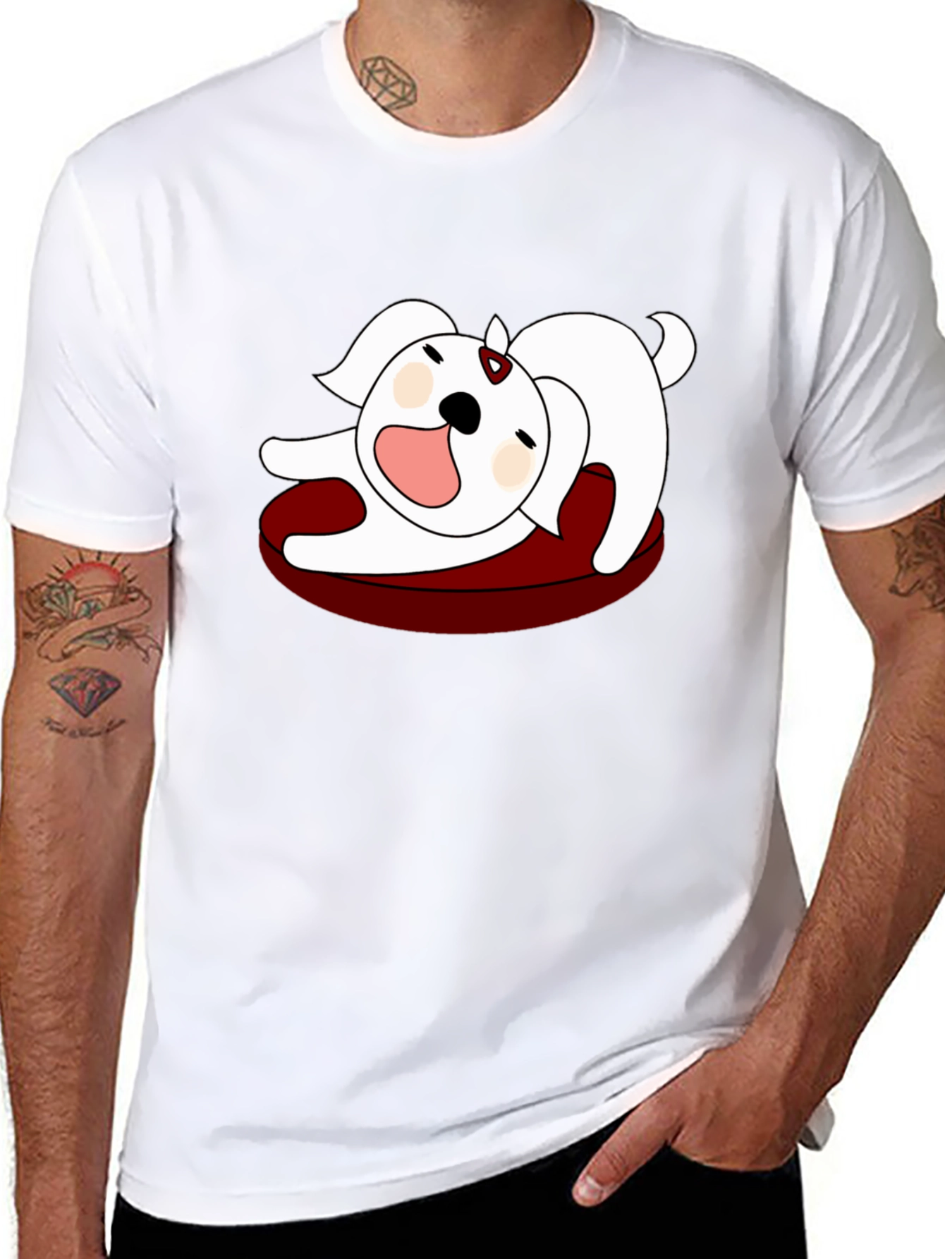 Black Cartoon Dog Graphic Tee - Relaxed Fit view 8