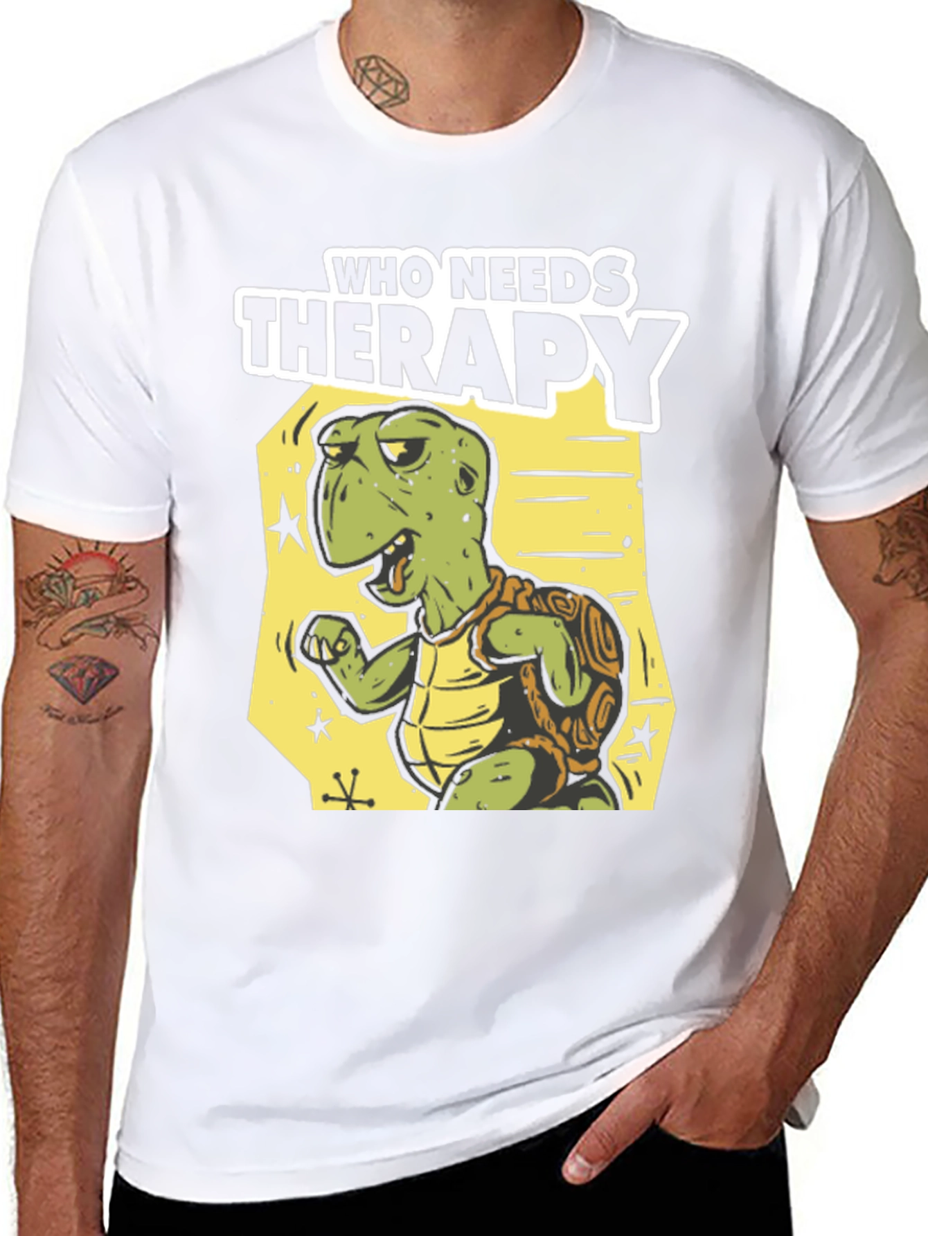 Black Funny Turtle Therapy T-Shirt - Unique Design view 8