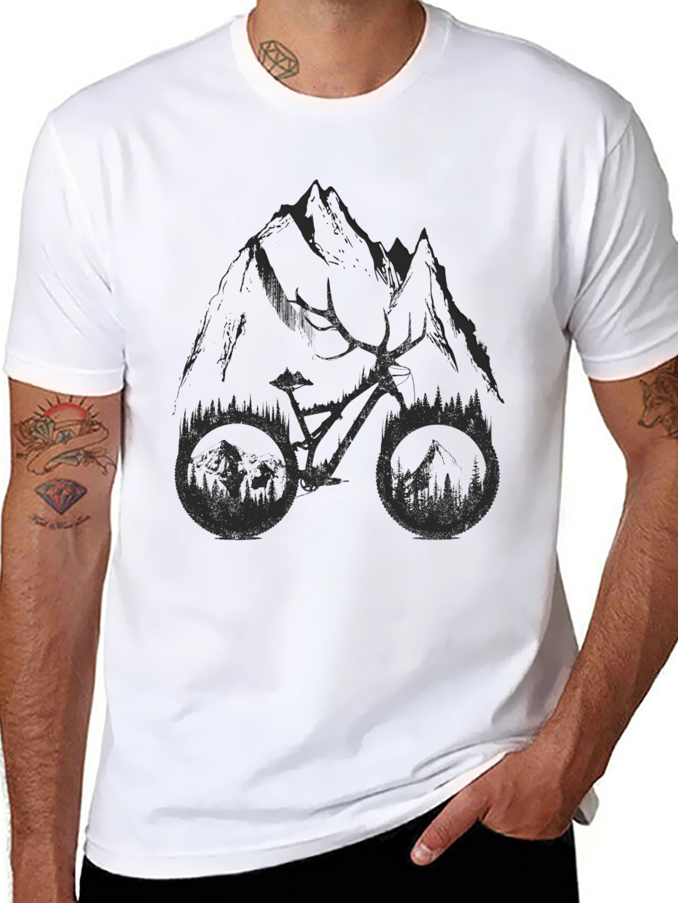 Black Mountain Bike Graphic T-Shirt - Black view 8