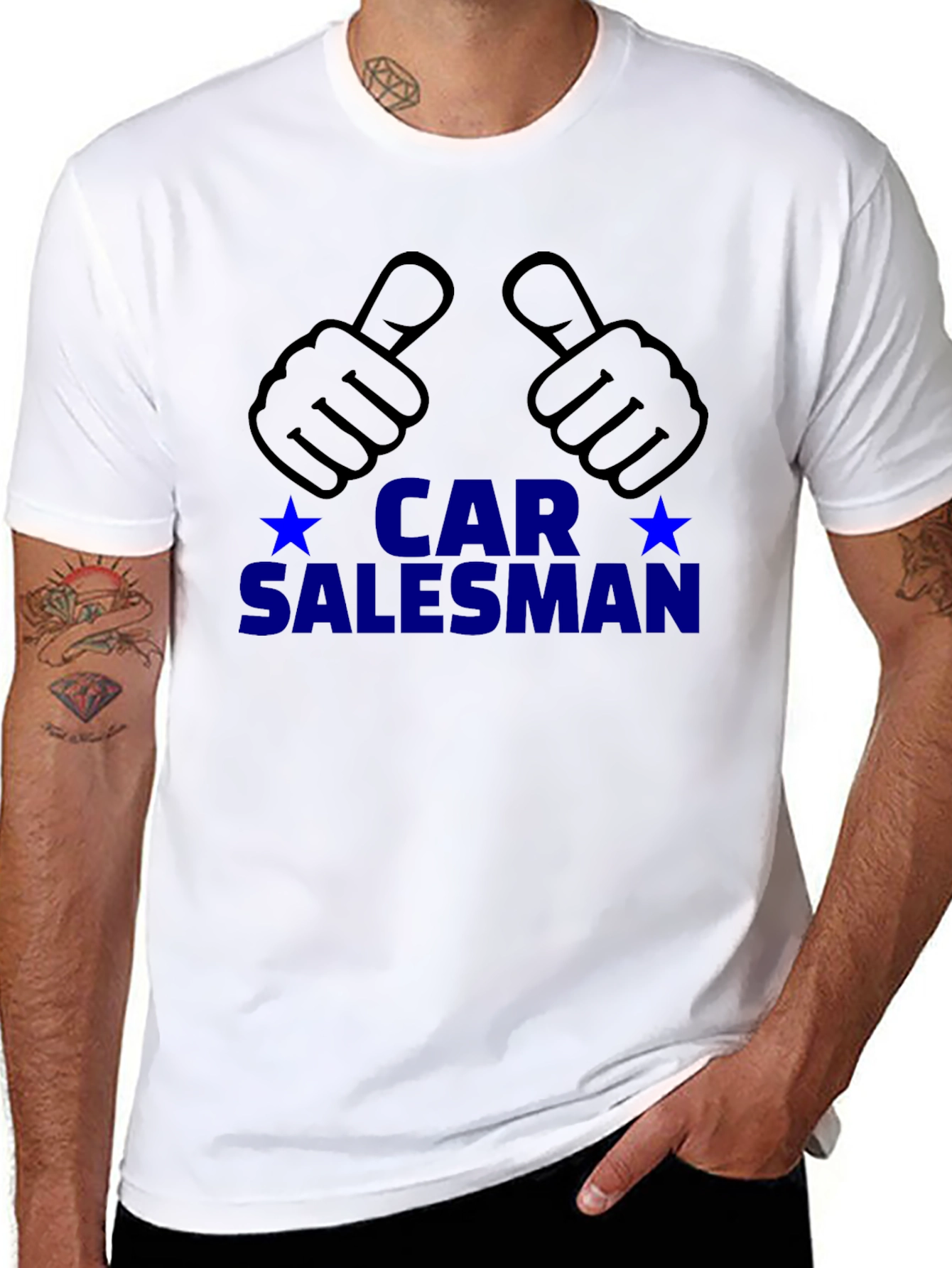 Black Car Salesman T-Shirt - Thumbs Up Design view 8