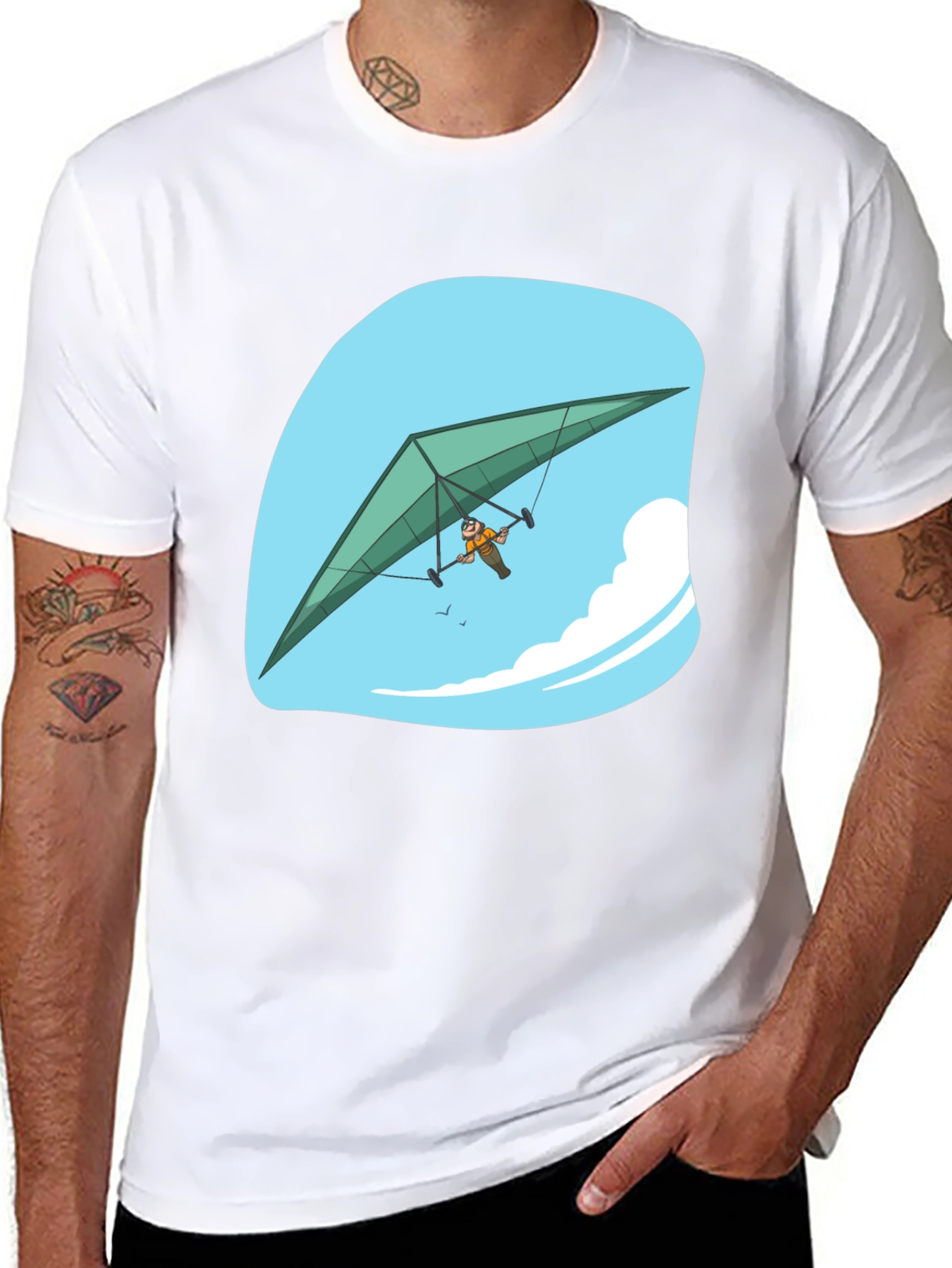 Black Hang Glider T-Shirt, Sky Adventure Tee view 8