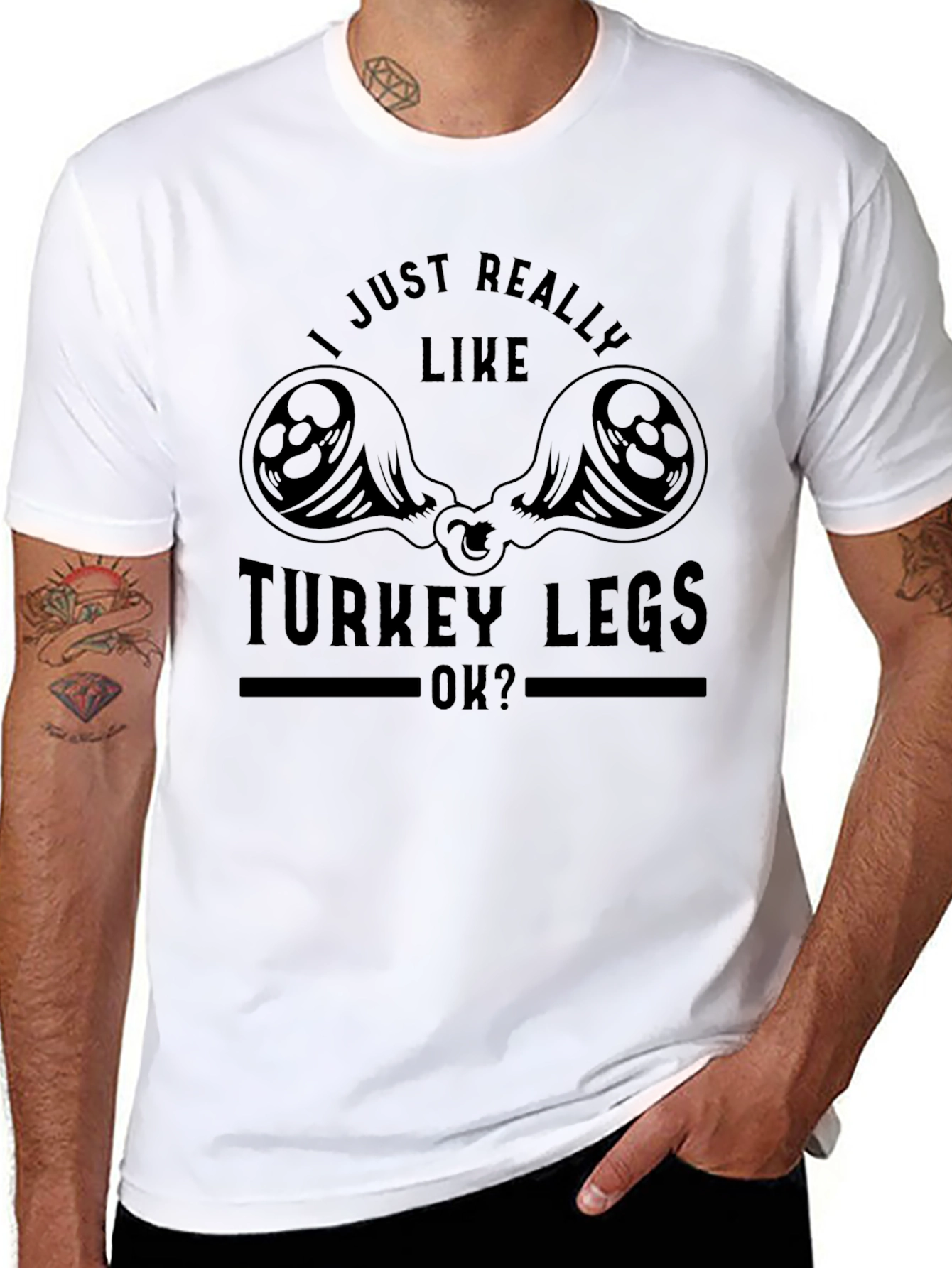 Black I Just Really Like Turkey Legs T-Shirt - Funny Thanksgiving Tee view 8