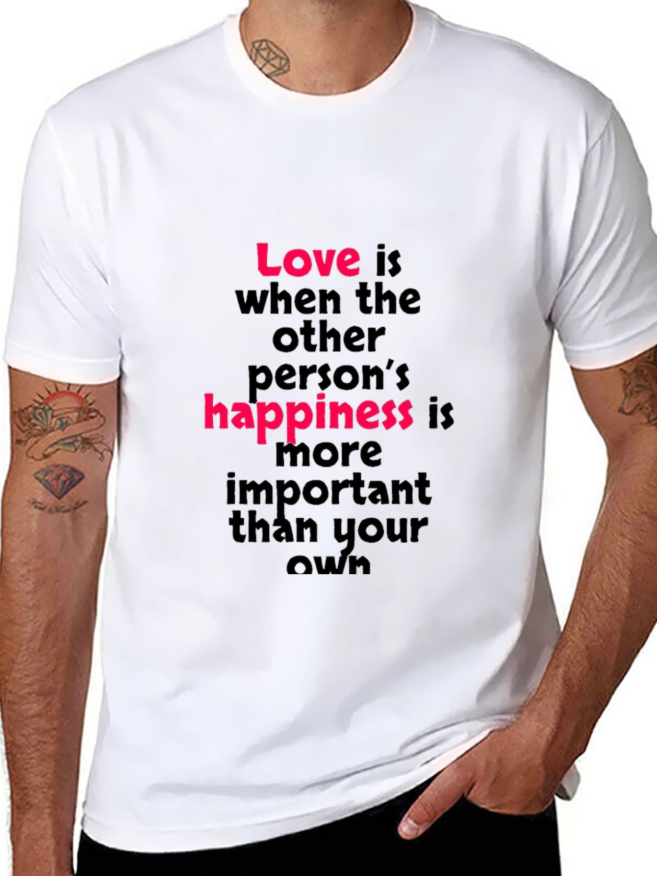 Black Love is Happiness T-Shirt - Black Crew Neck view 8