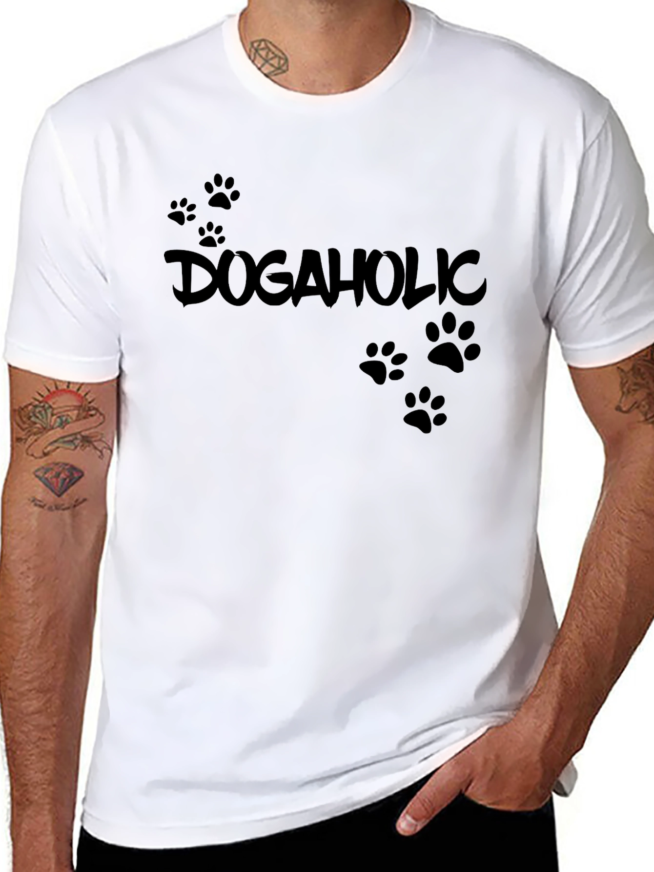 Dogaholic T-Shirt - Black Cotton Tee - 8