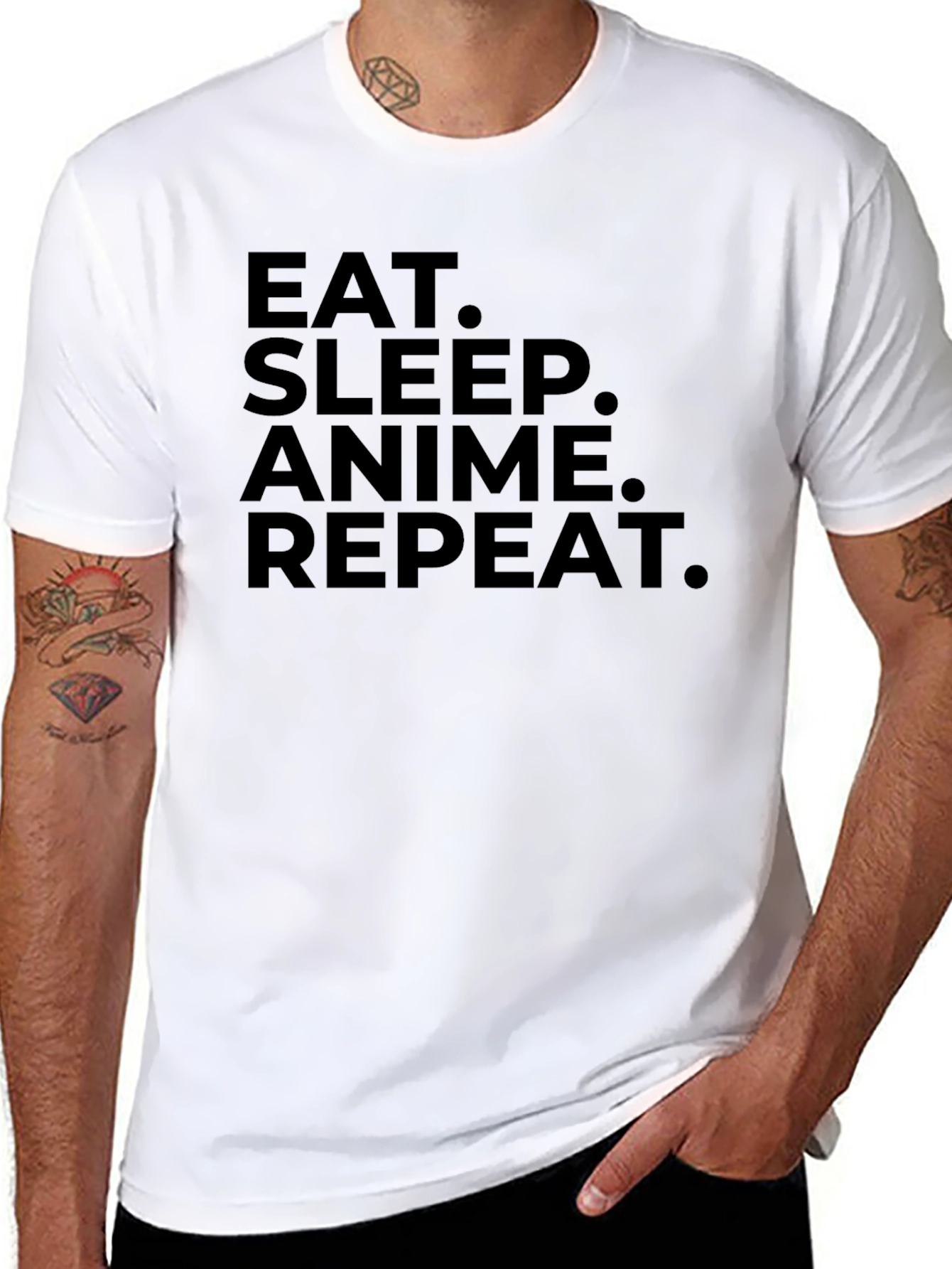 Black Eat Sleep Anime Repeat Black Graphic Tee view 8