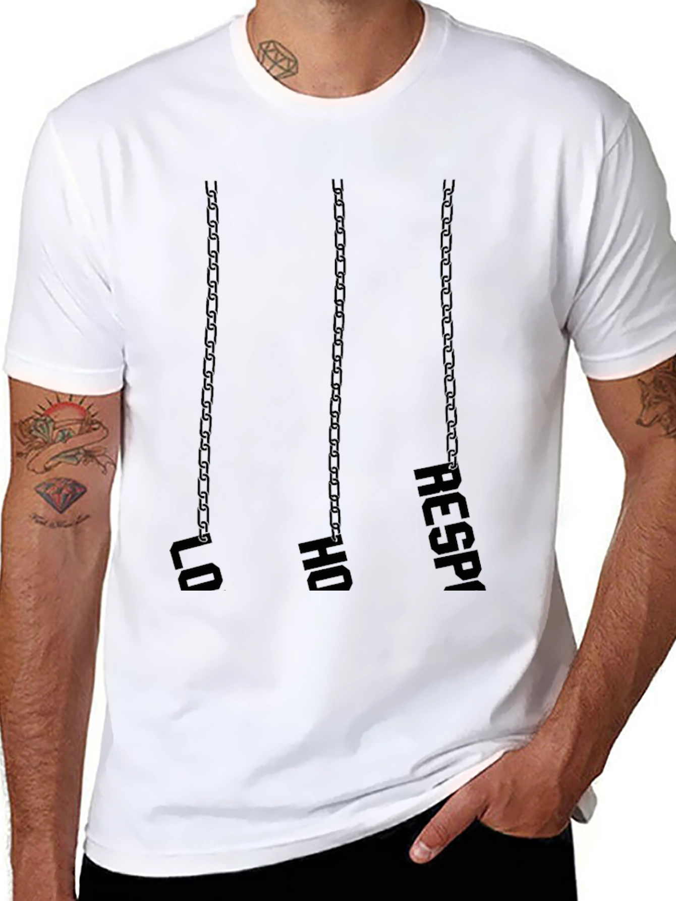 Lo Ho Respi Chain Print Black T-Shirt - 8