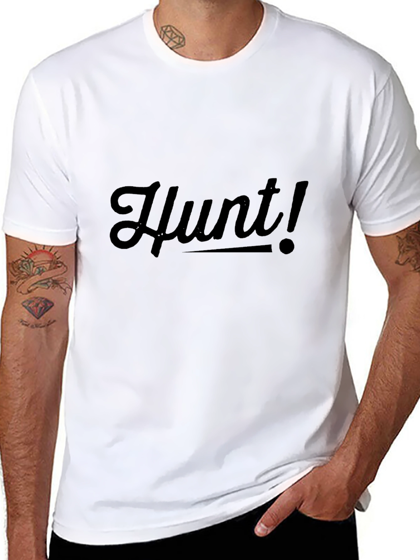 Black Hunt! Black Graphic Tee - Stylish Casual Wear view 8