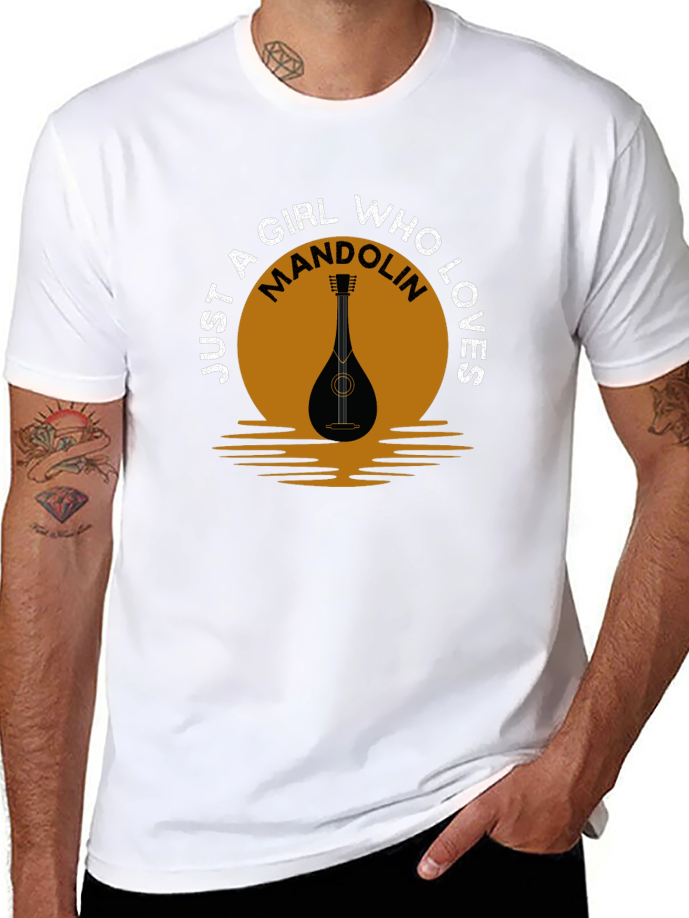 Black Mandolin Lover T-Shirt - Just A Girl Who Loves Mandolin view 8