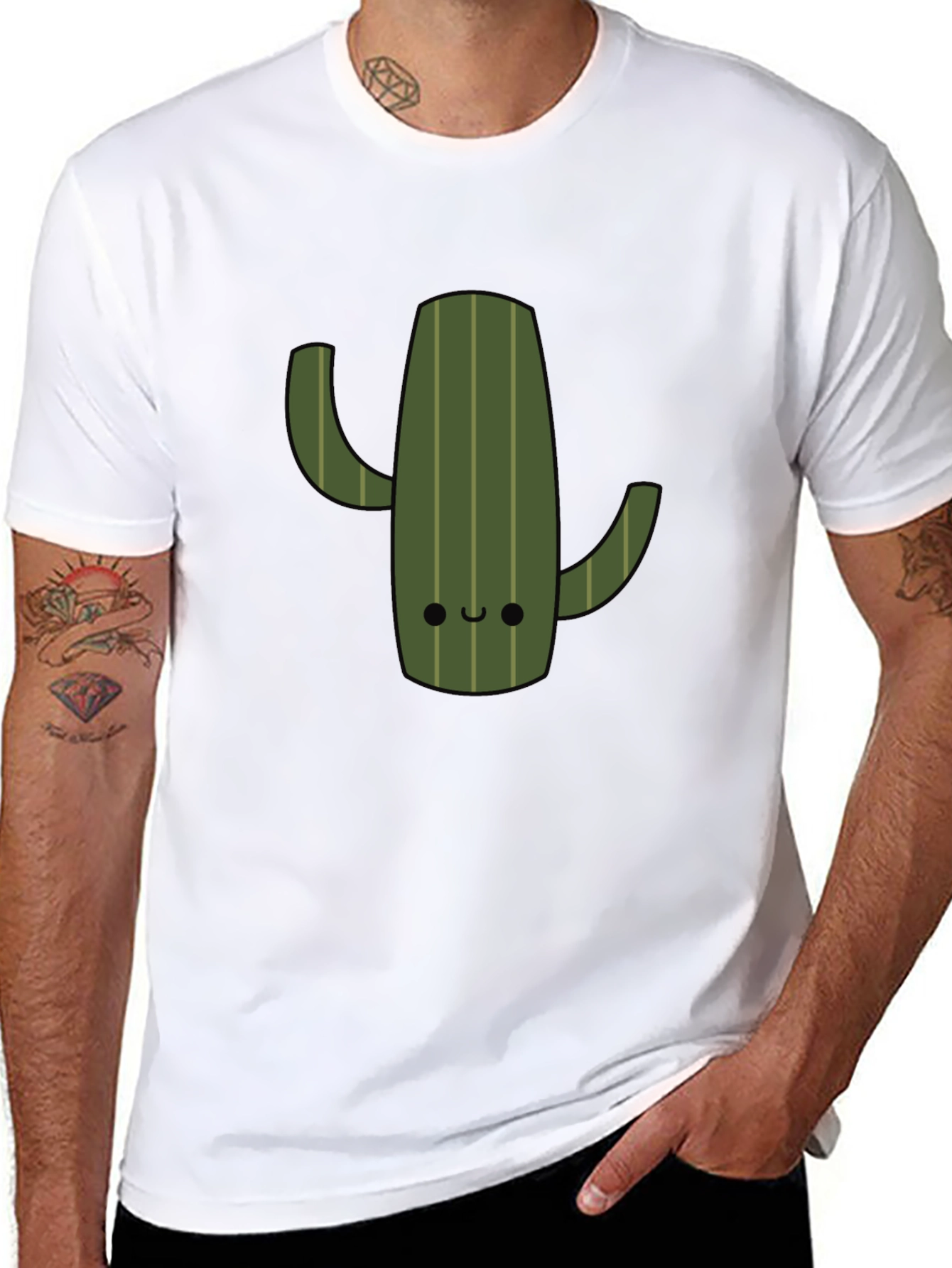 Black Cute Cactus Graphic Tee - Trendy Black T-Shirt view 8