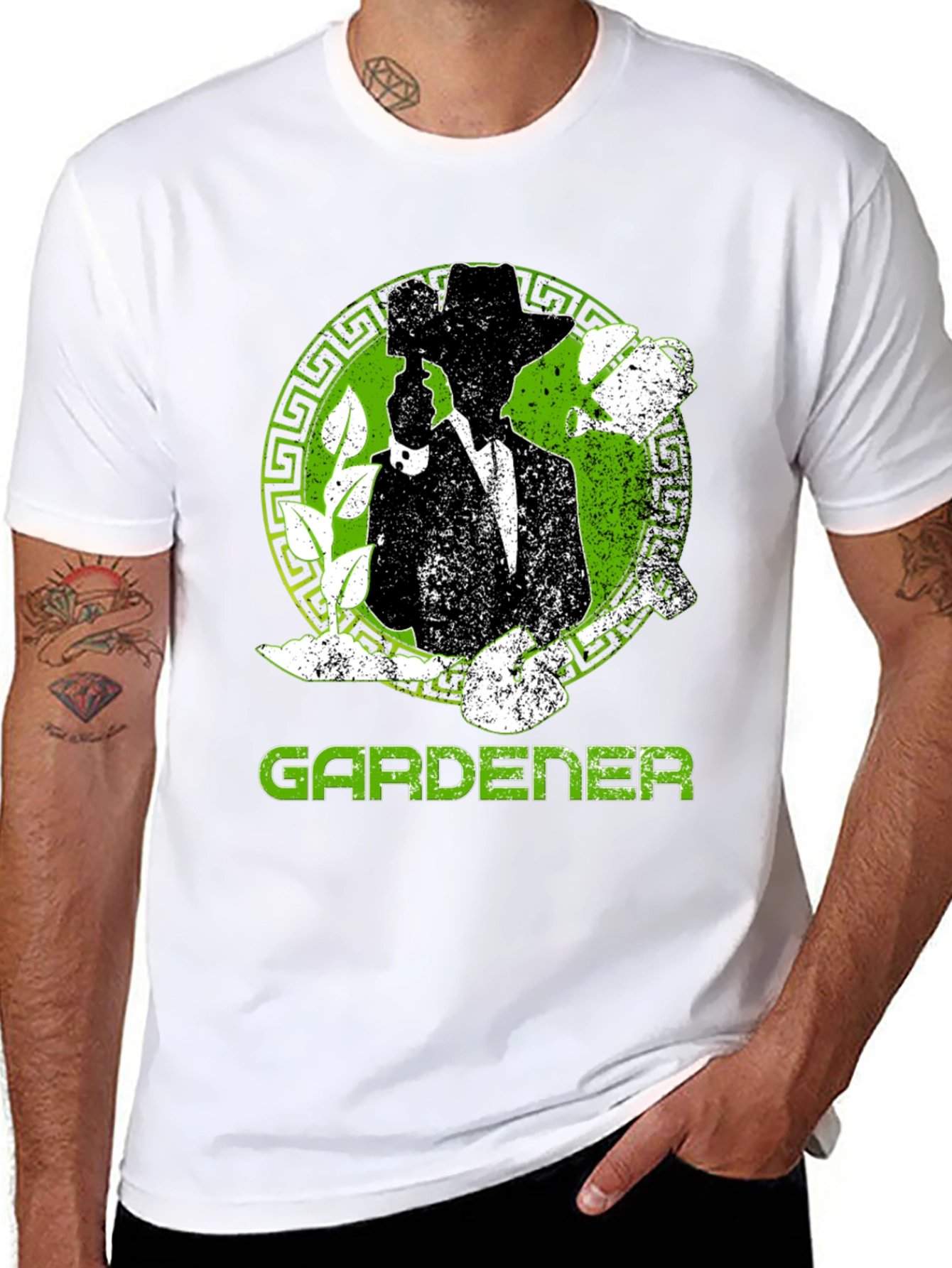 Black Gardener T-Shirt: Silhouette Design view 8