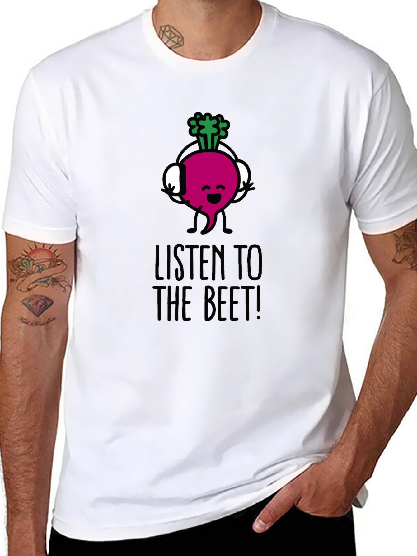 Black Listen to the Beet! Funny Graphic Tee view 8